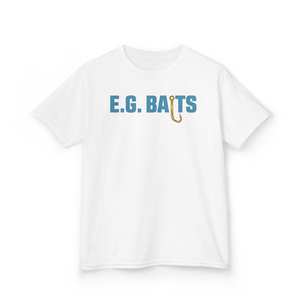 Kids "E.G. Baits" Fishing Tee — Cute Kids Fishing Shirt with Hook Graphic
