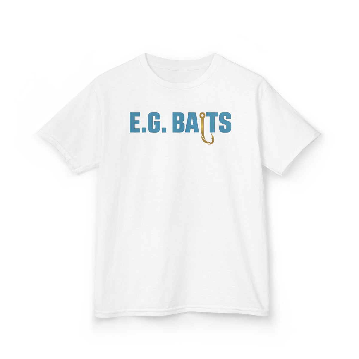 Kids "E.G. Baits" Fishing Tee — Cute Kids Fishing Shirt with Hook Graphic
