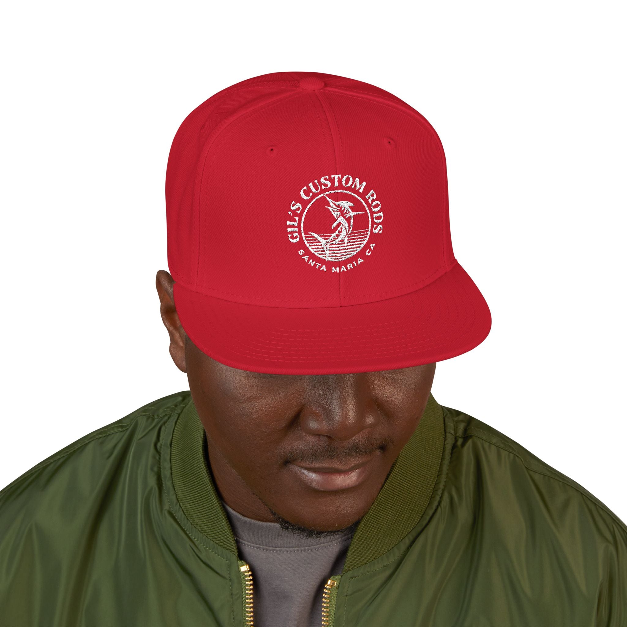 Embroidered Snapback Hat — Distressed Anchor Logo Cap