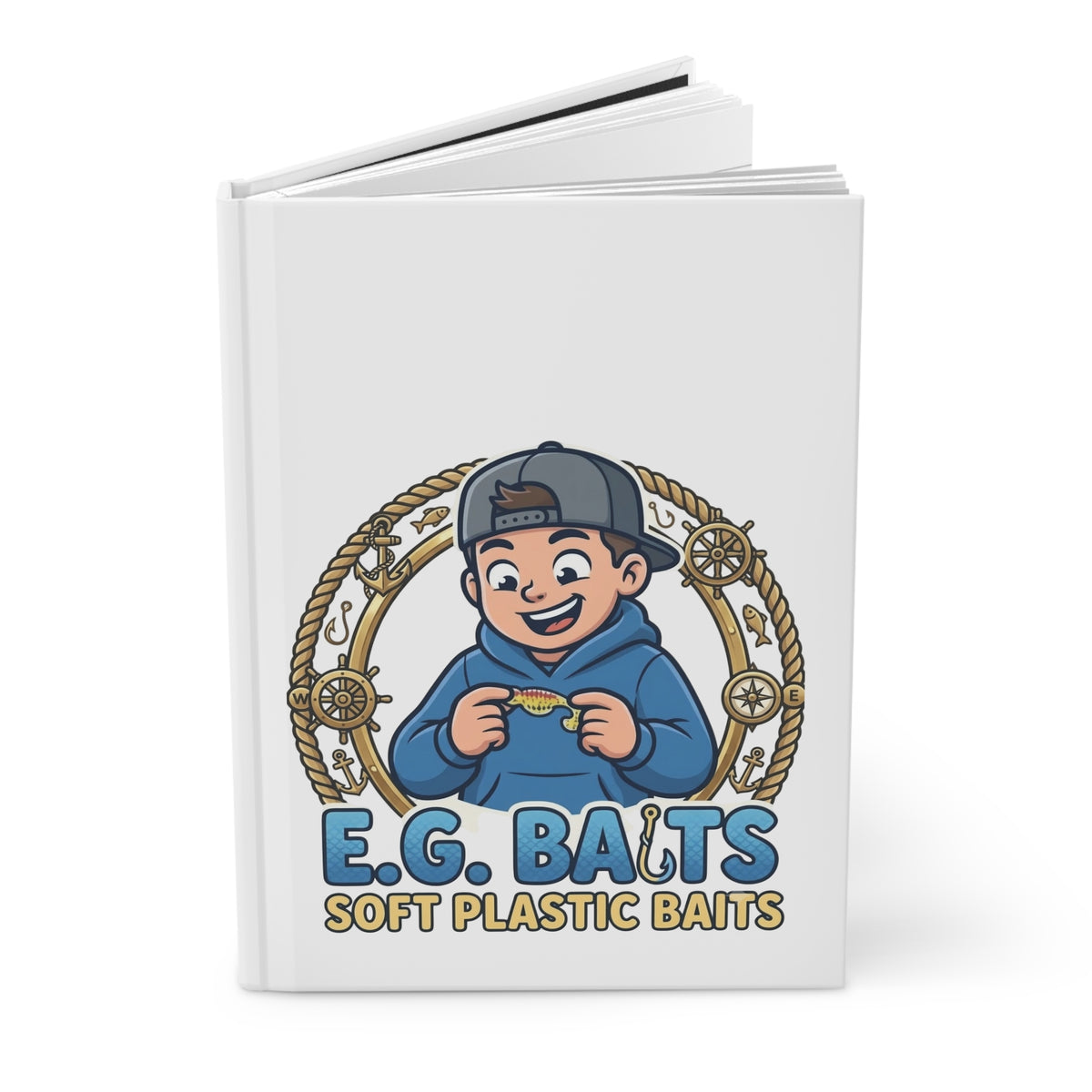 Fishing Bait Journal — E.G. Baits Soft Plastic Design Hardcover Notebook