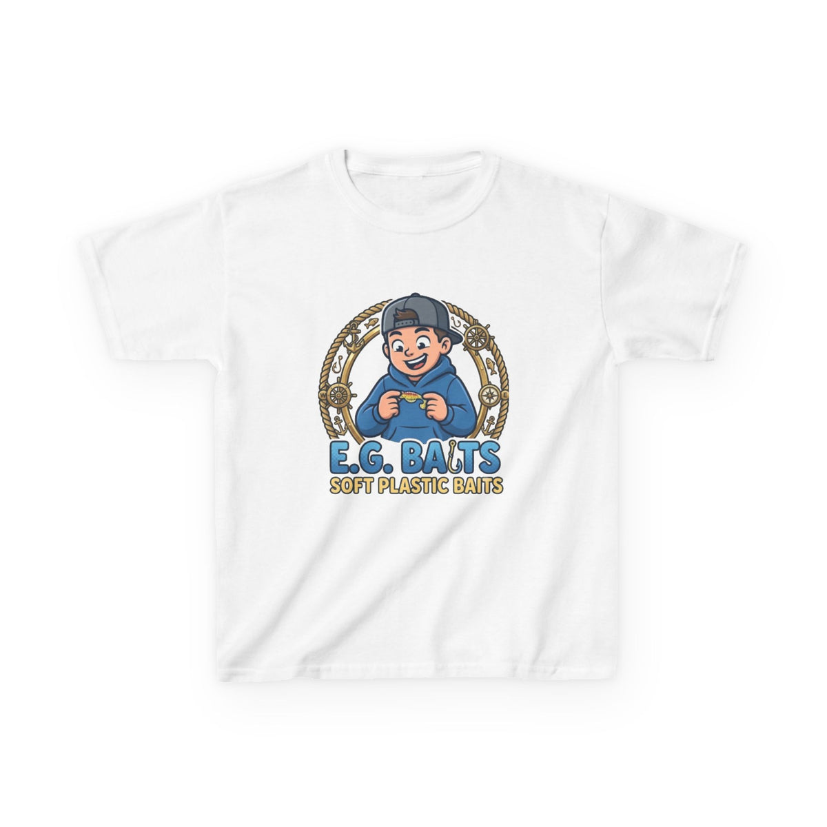 Kids Fishing Logo Tee — "E.G. Baits" Soft Plastic Baits Graphic