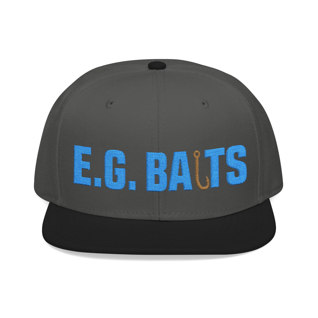 Embroidered Snapback Hat with Blue Glitter 'BAITS' Accent