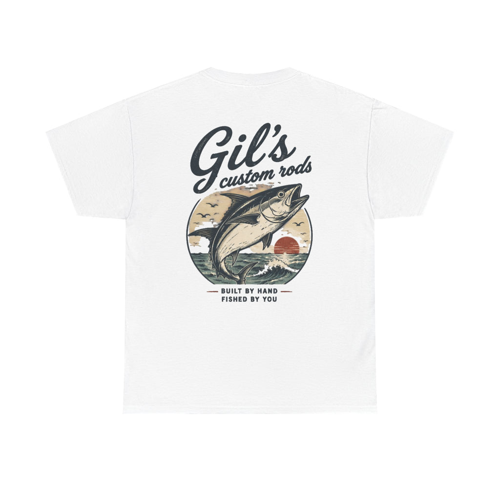 Fishing Tee — "Gil’s Custom Rods" Retro Marlin Graphic Shirt