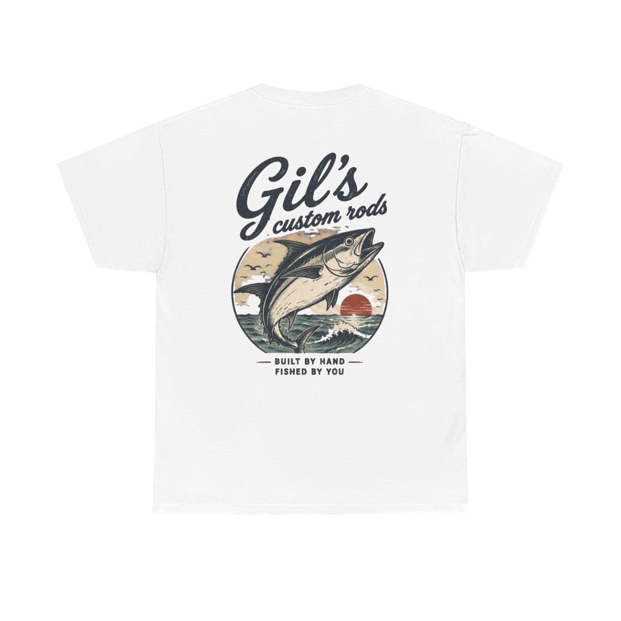 Fishing Tee — "Gil’s Custom Rods" Retro Marlin Graphic Shirt