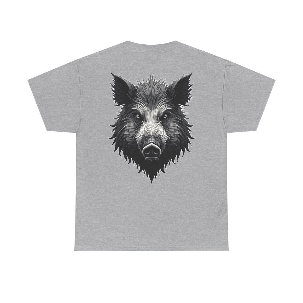 Wild Boar Graphic Tee — Detailed Monochrome Boar Head T-Shirt