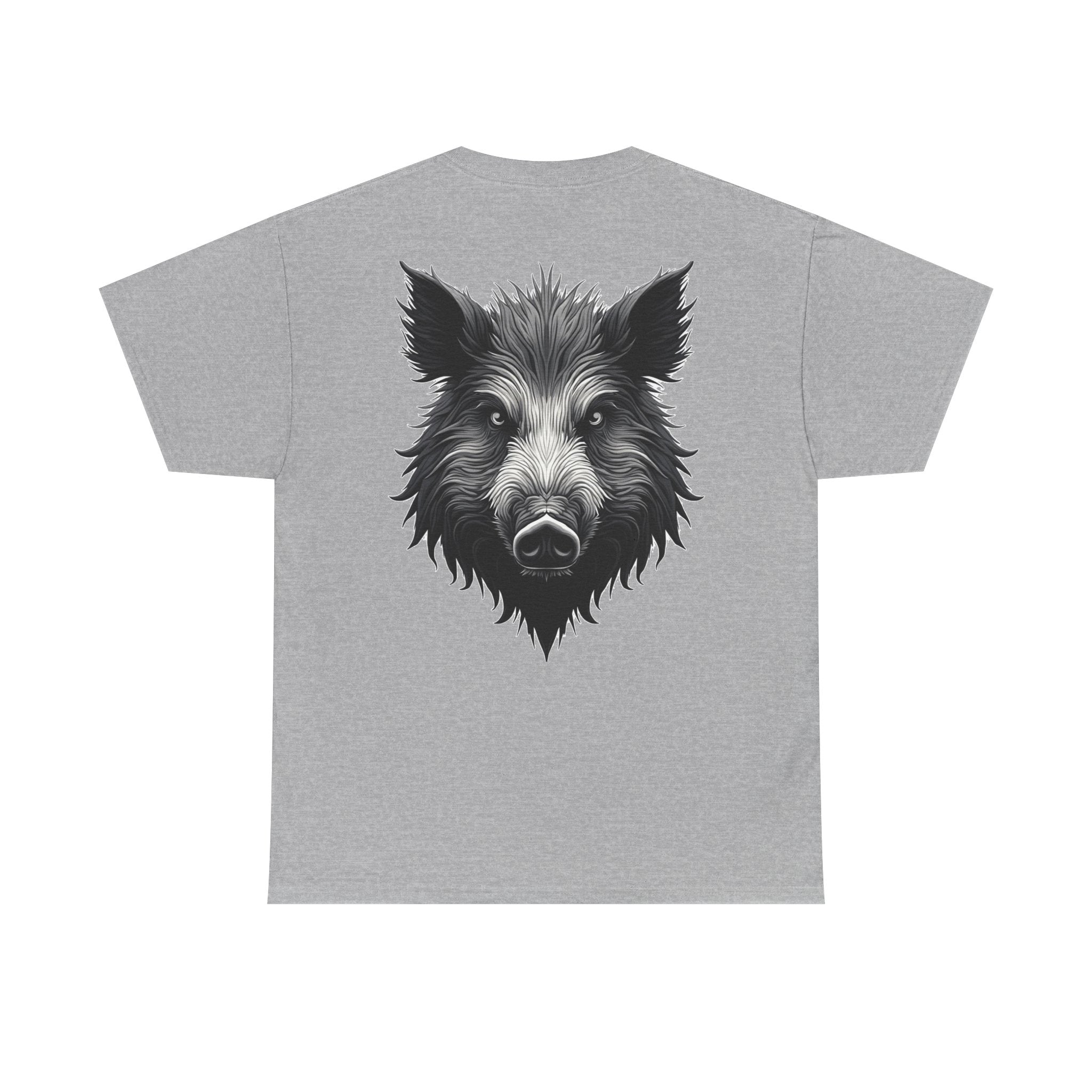 Wild Boar Graphic Tee — Detailed Monochrome Boar Head T-Shirt