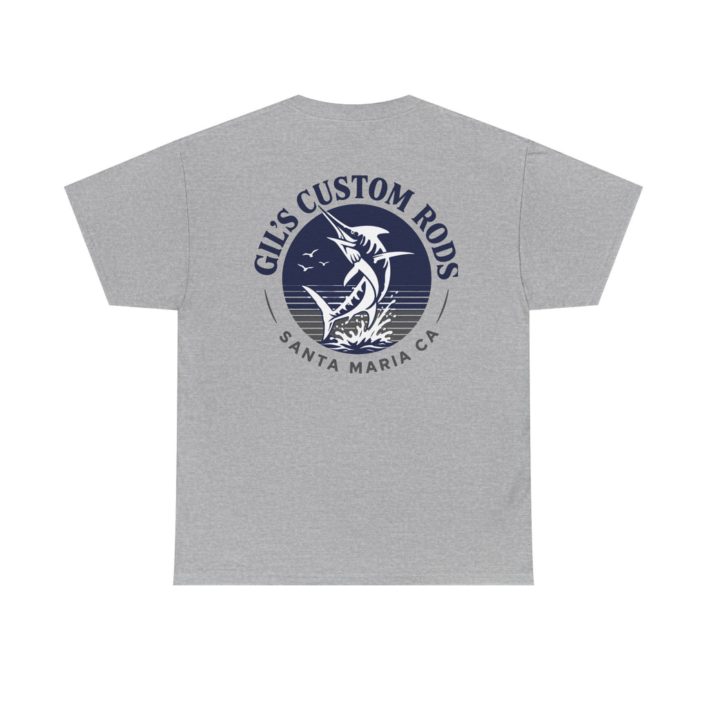 Fishing T-Shirt — "Gil's Custom Rods" Santa Maria Marlin Logo Tee