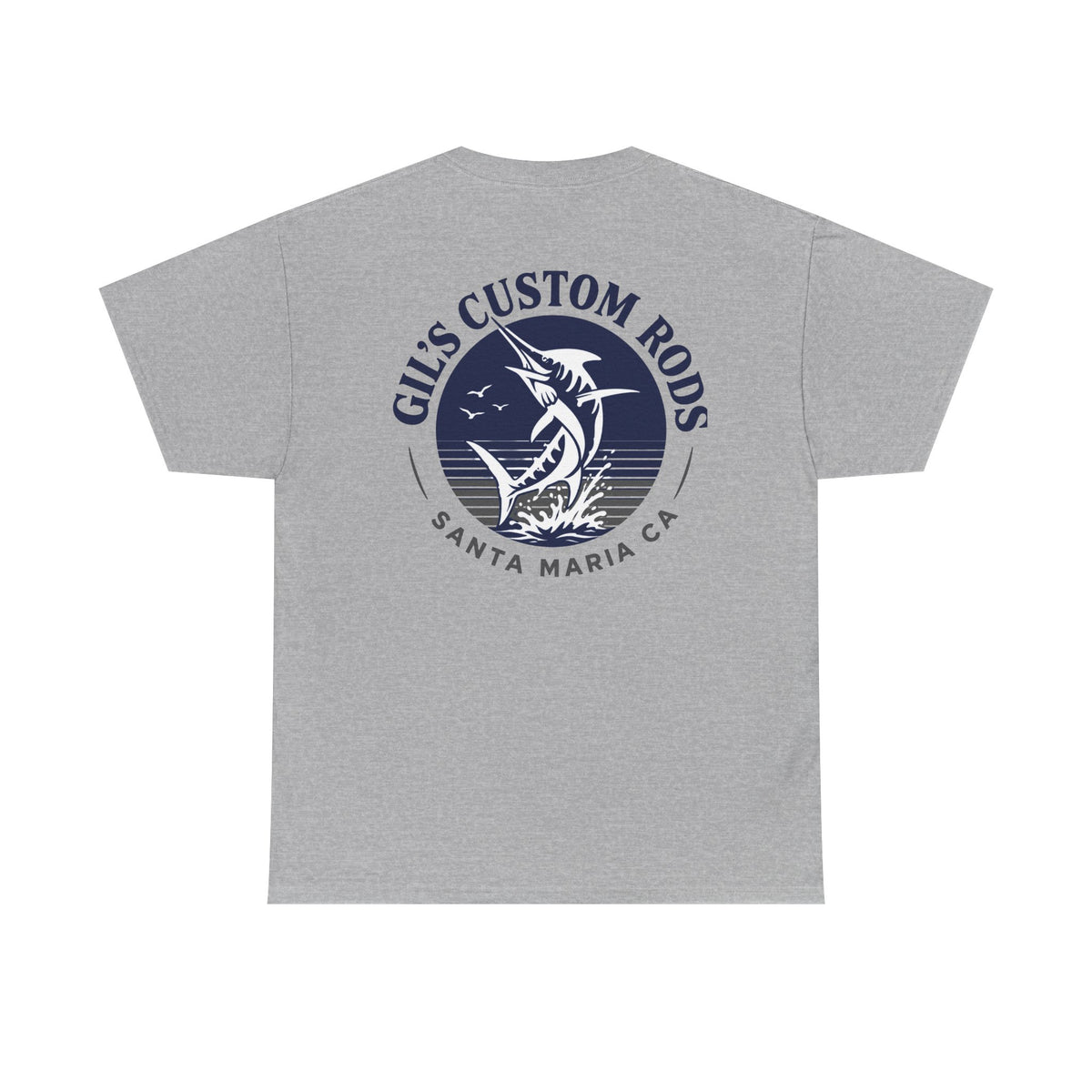 Fishing T-Shirt — "Gil's Custom Rods" Santa Maria Marlin Logo Tee