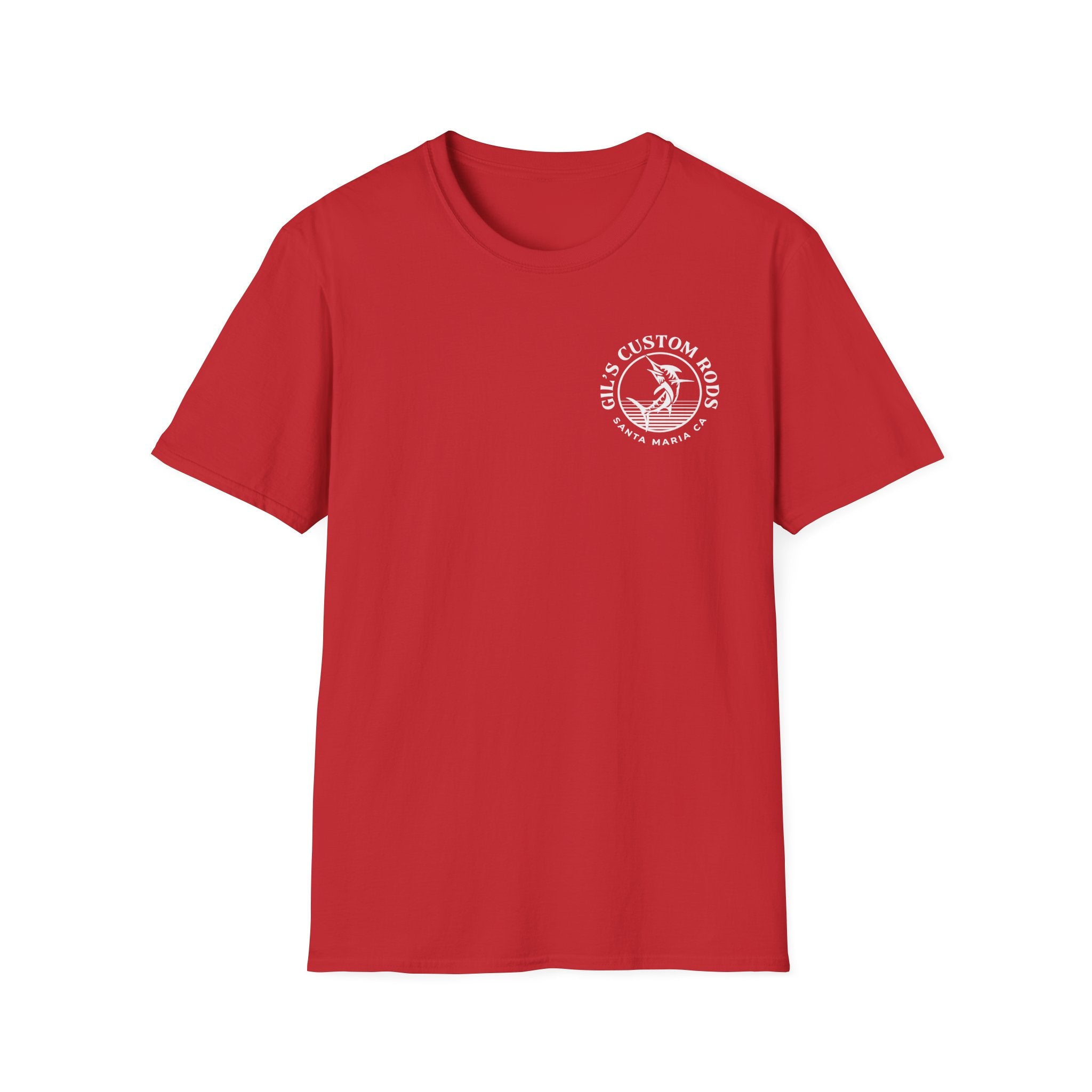 Fishing Logo T-Shirt — 'Gill's Custom Rods, Santa Maria CA' Pocket Tee