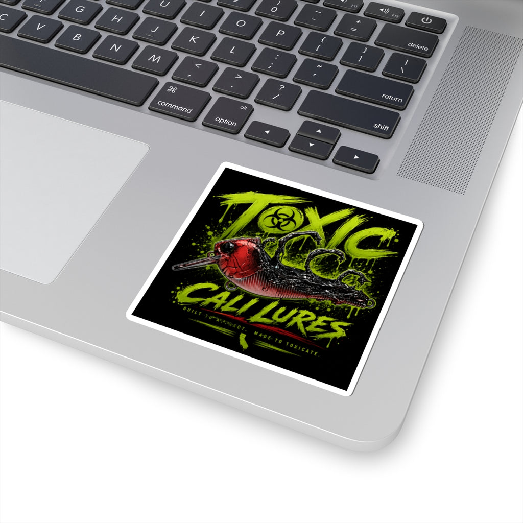 Sticker — 'Toxic Cali Lures' Fishing Decal (Biohazard Neon Bait Design)