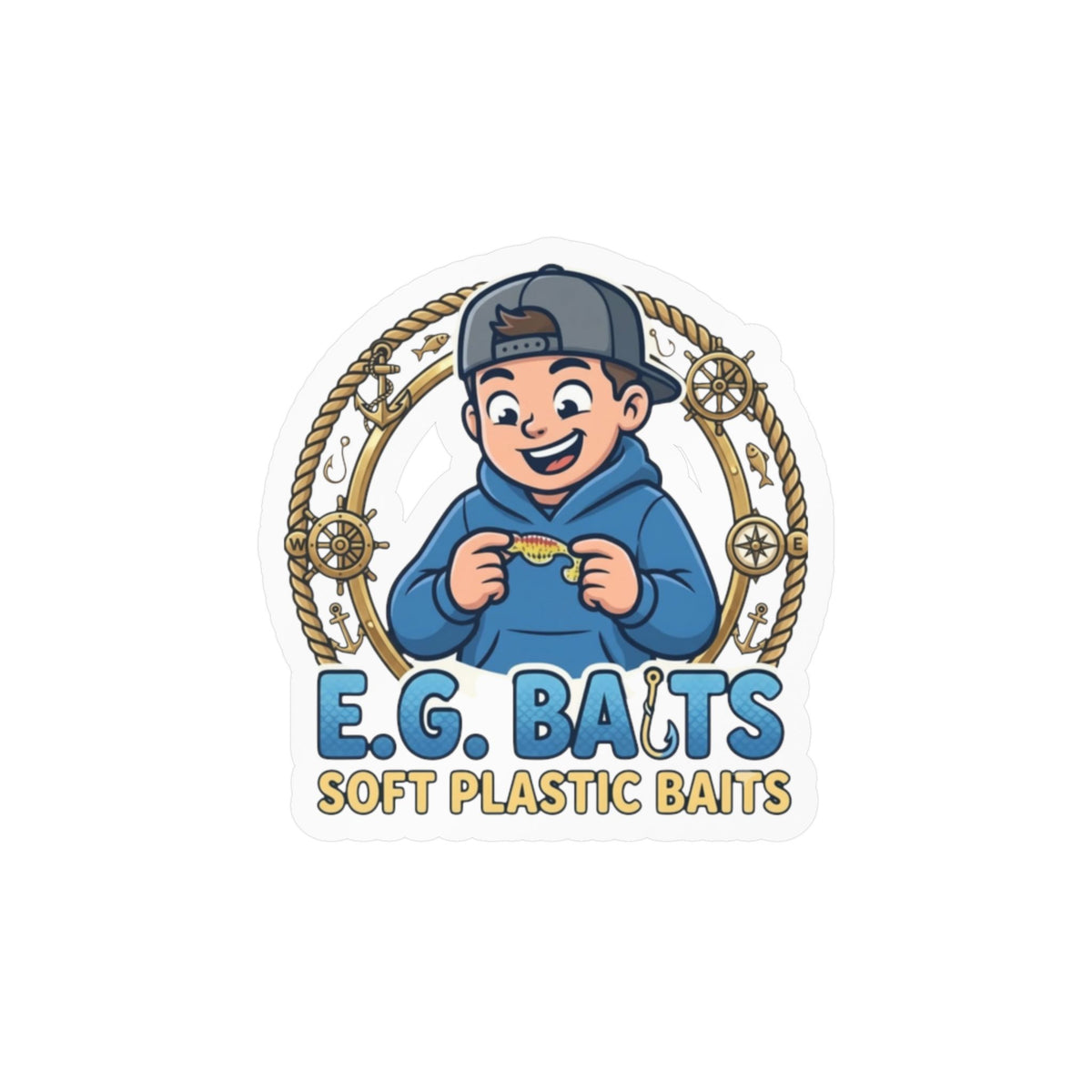 E.G. Baits Logo Kiss-Cut Vinyl Sticker — Fishing Soft Plastic Baits Decal
