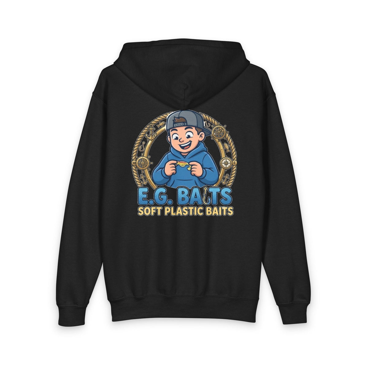 Youth Zipped Hoodie — E.G. Baits Soft Plastic Baits Fishing Logo
