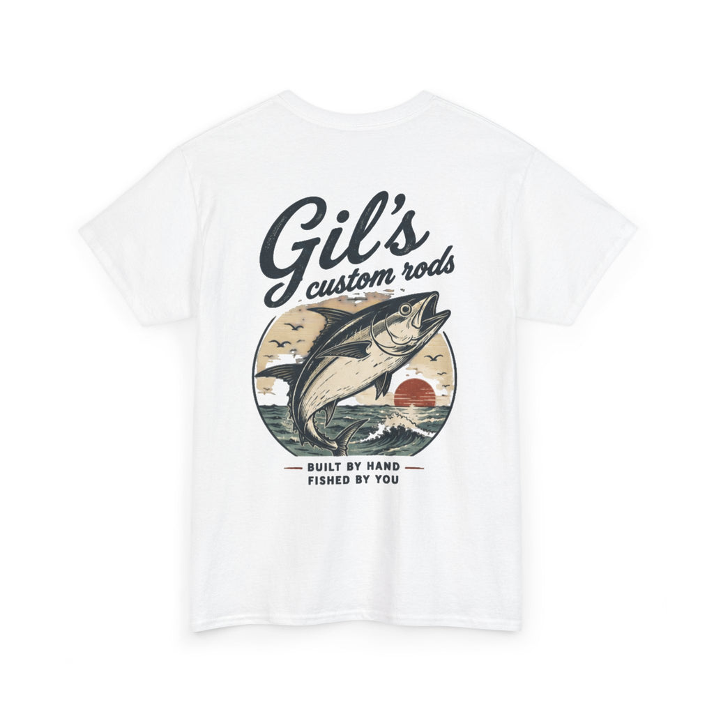 Fishing Tee — "Gil’s Custom Rods" Retro Marlin Graphic Shirt