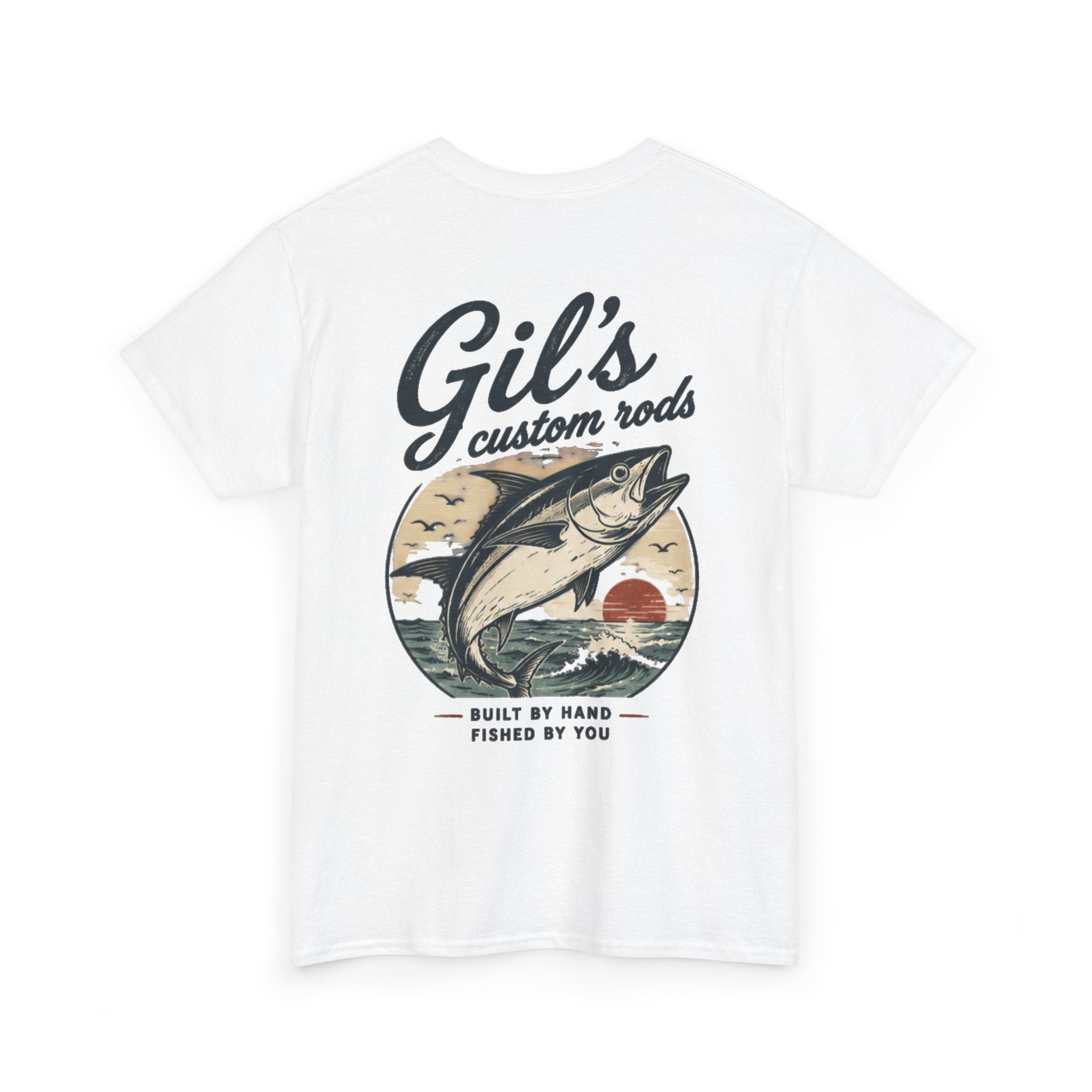 Fishing Tee — "Gil’s Custom Rods" Retro Marlin Graphic Shirt