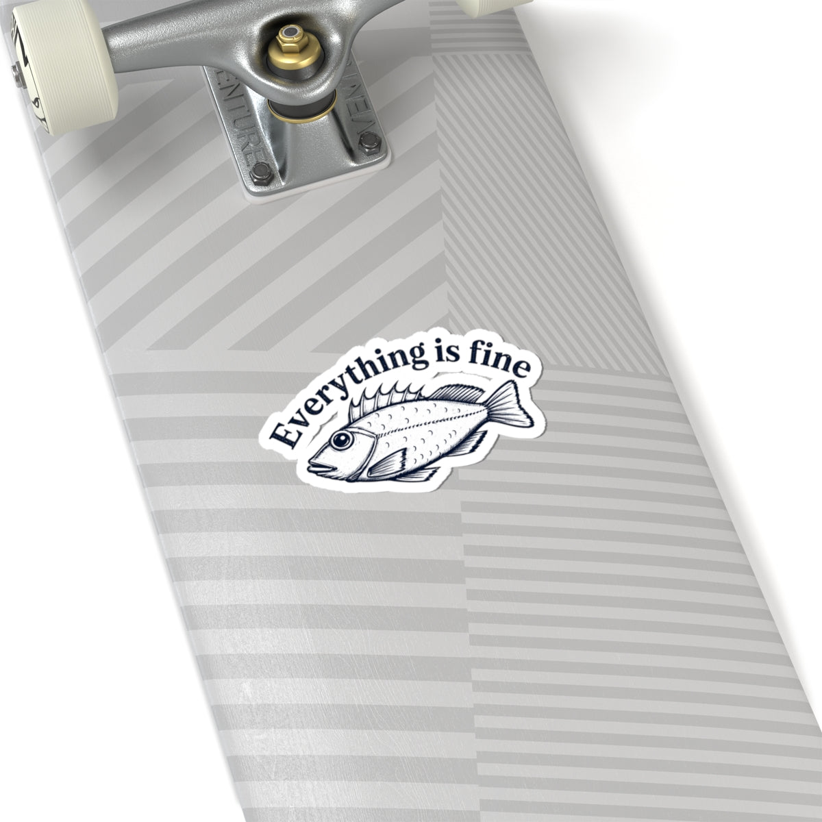 Everything Is Fine Fish Sticker — Humorous Retro Fish Kiss-Cut Vinyl Sticker