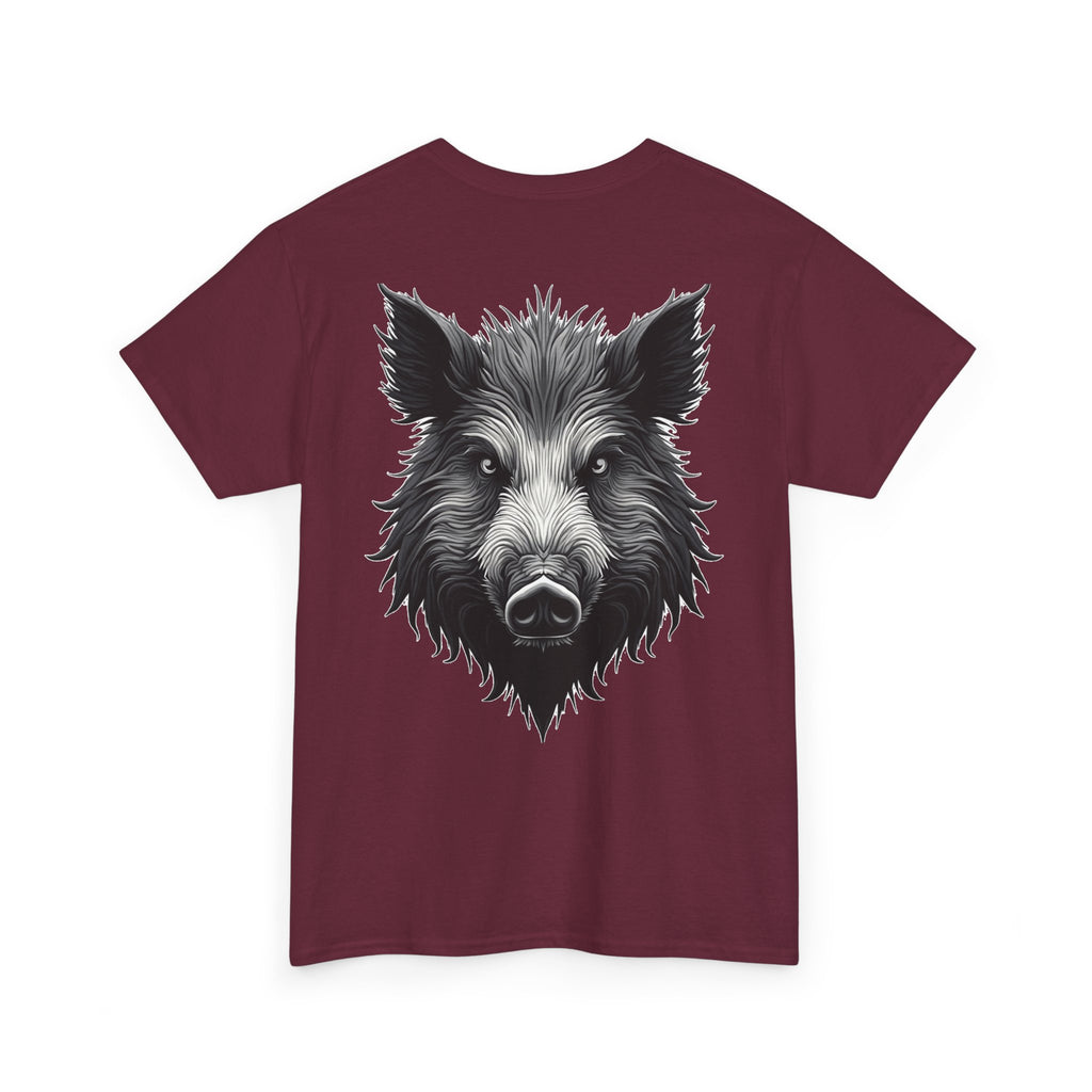 Wild Boar Graphic Tee — Detailed Monochrome Boar Head T-Shirt
