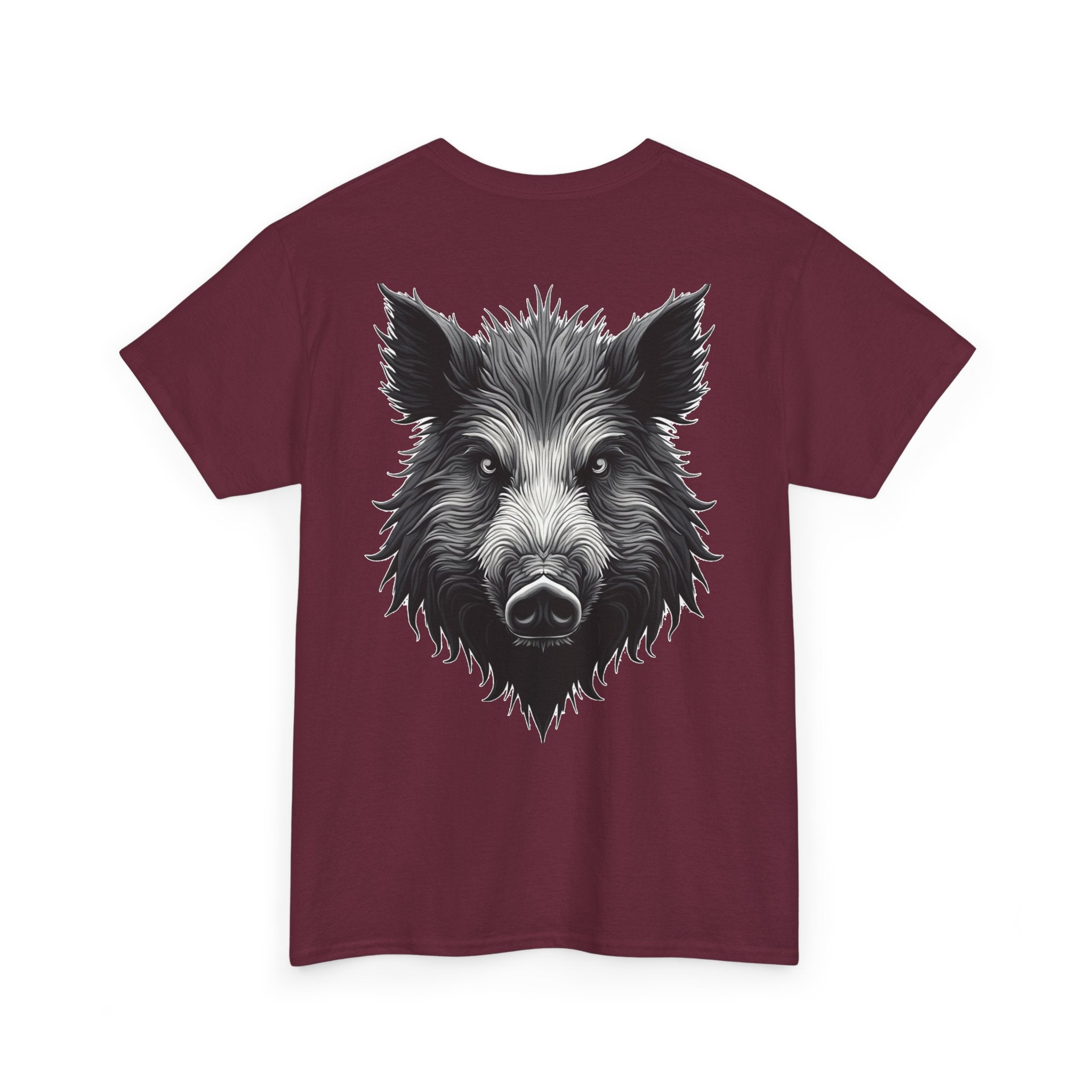 Wild Boar Graphic Tee — Detailed Monochrome Boar Head T-Shirt