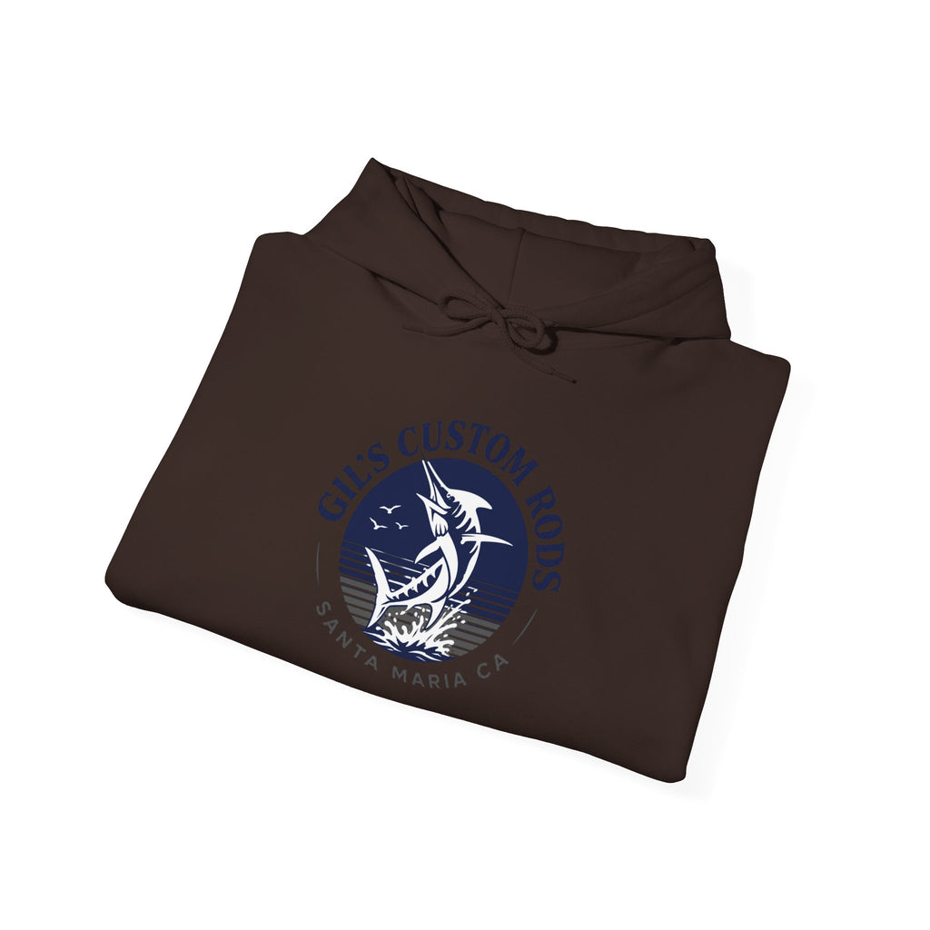 Fishing Hoodie — "Gils Custom Rods" Santa Maria CA Logo Pullover