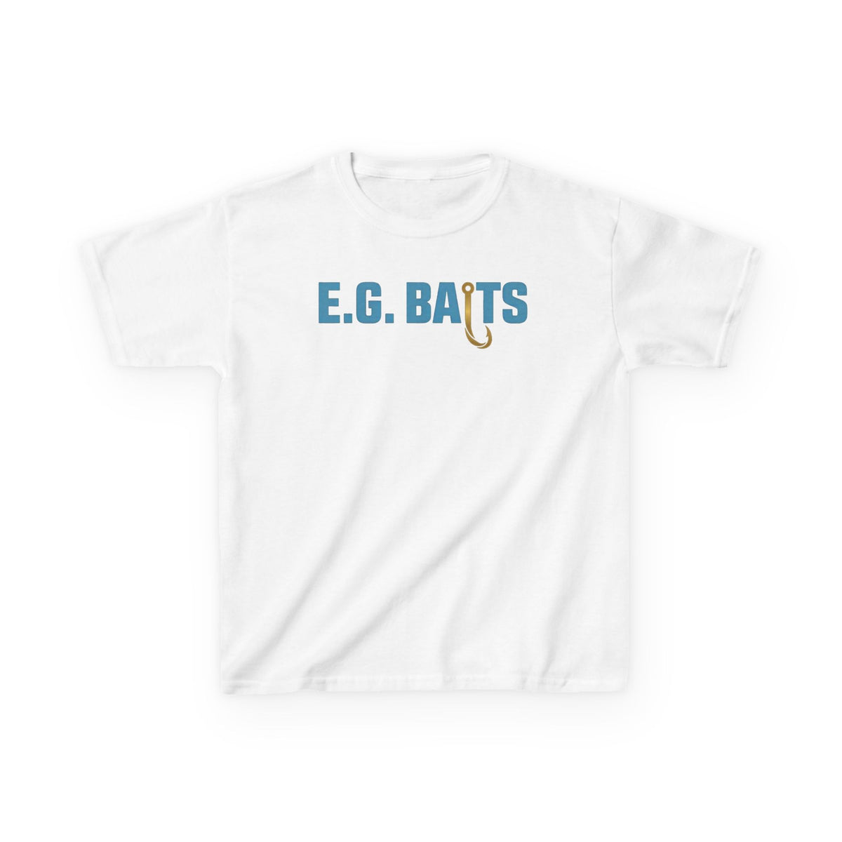 Kids "E.G. Baits" Fishing Tee — Cute Kids Fishing Shirt with Hook Graphic
