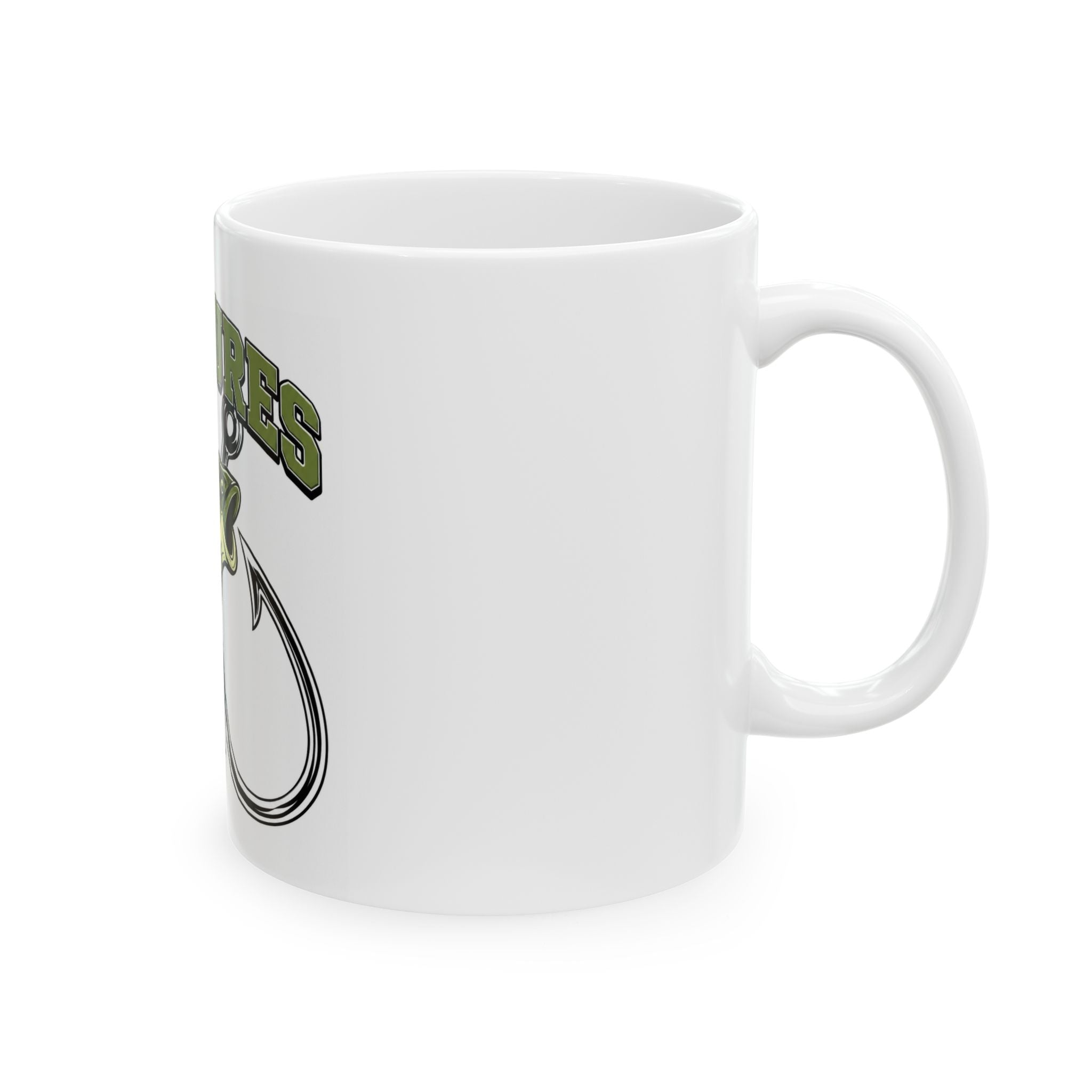 Cali Lures Fishing Mug — Bass & Hook Ceramic Coffee Cup (11oz/15oz)