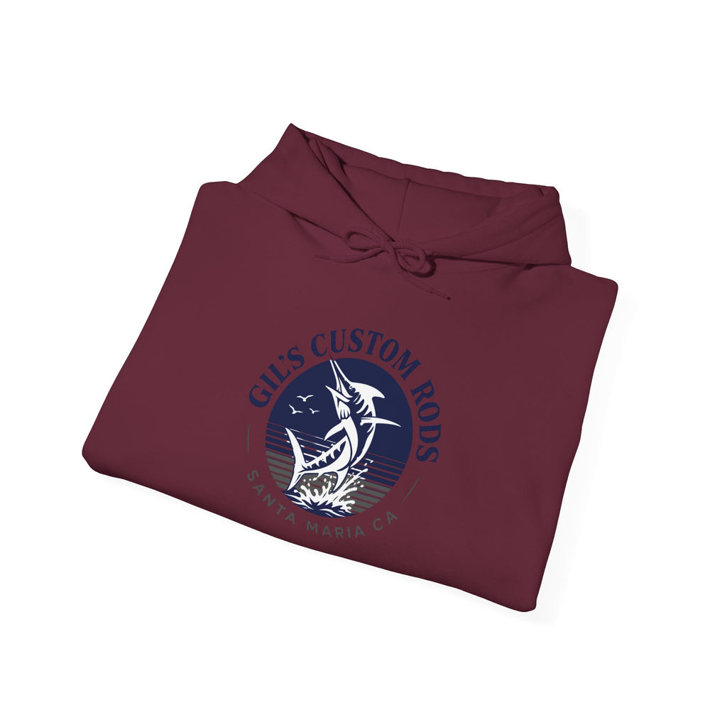 Fishing Hoodie — "Gils Custom Rods" Santa Maria CA Logo Pullover