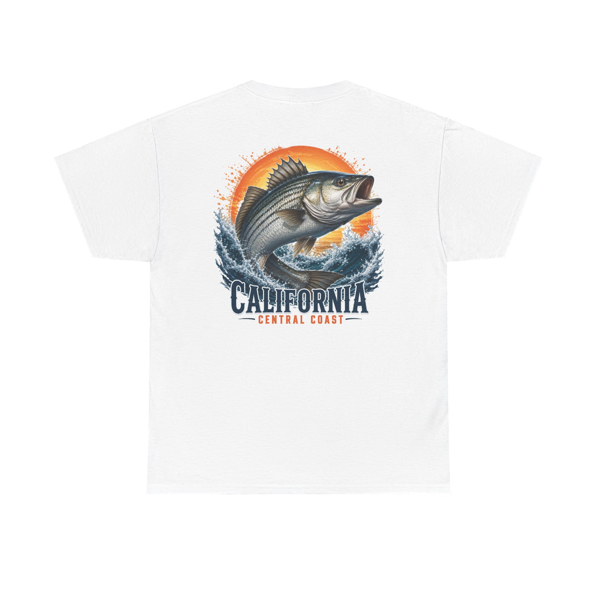 California Central Coast Striper Fishing Tee — Sunset Catch Graphic T-Shirt