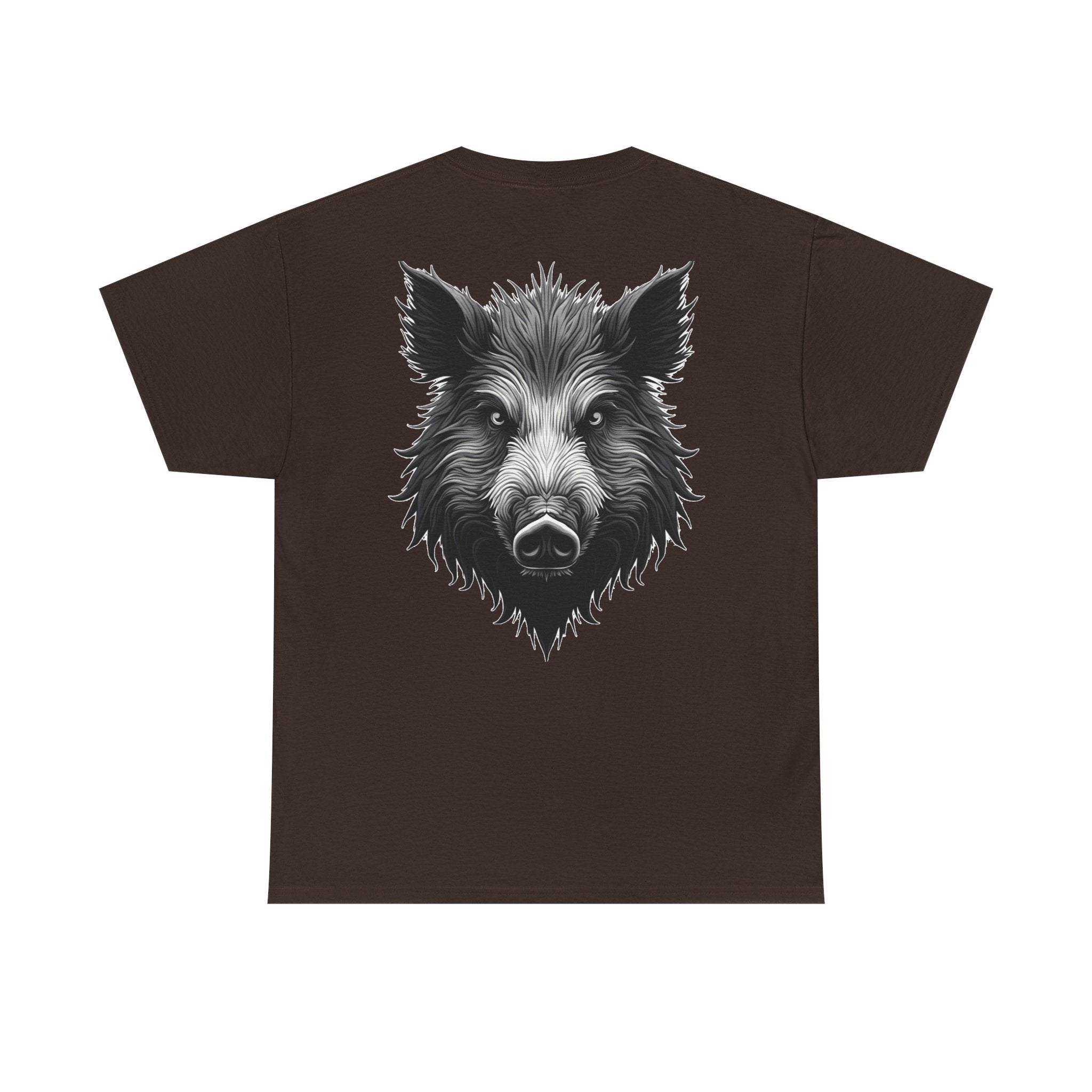 Wild Boar Graphic Tee — Detailed Monochrome Boar Head T-Shirt