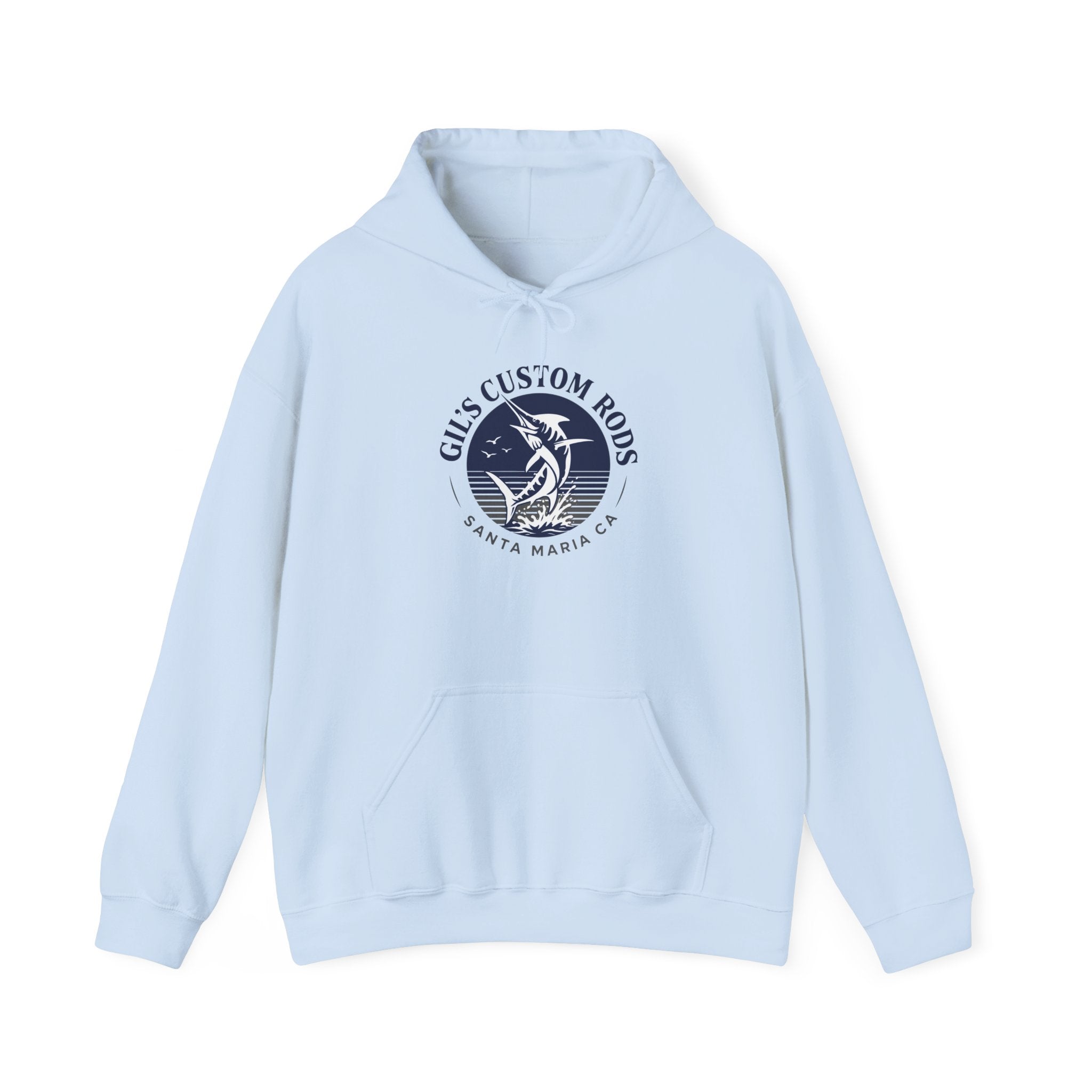 Fishing Hoodie — "Gils Custom Rods" Santa Maria CA Logo Pullover