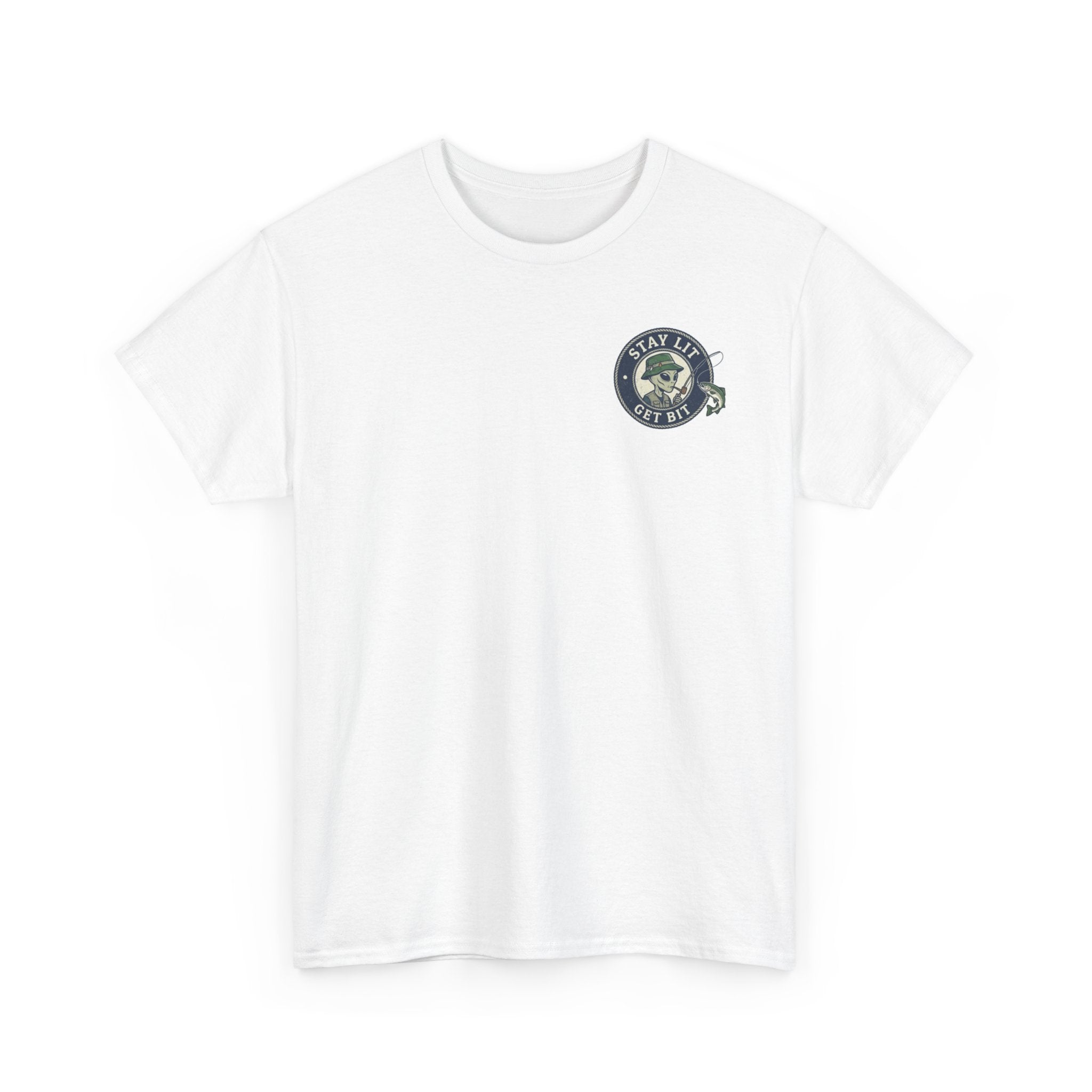 Stay Lit Get Bit T-Shirt — Vintage Alien Angler Graphic Tee