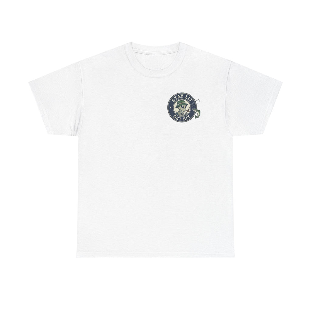 Fishing Skull Tee — "Stay Lit Get Bit" Graphic T-Shirt