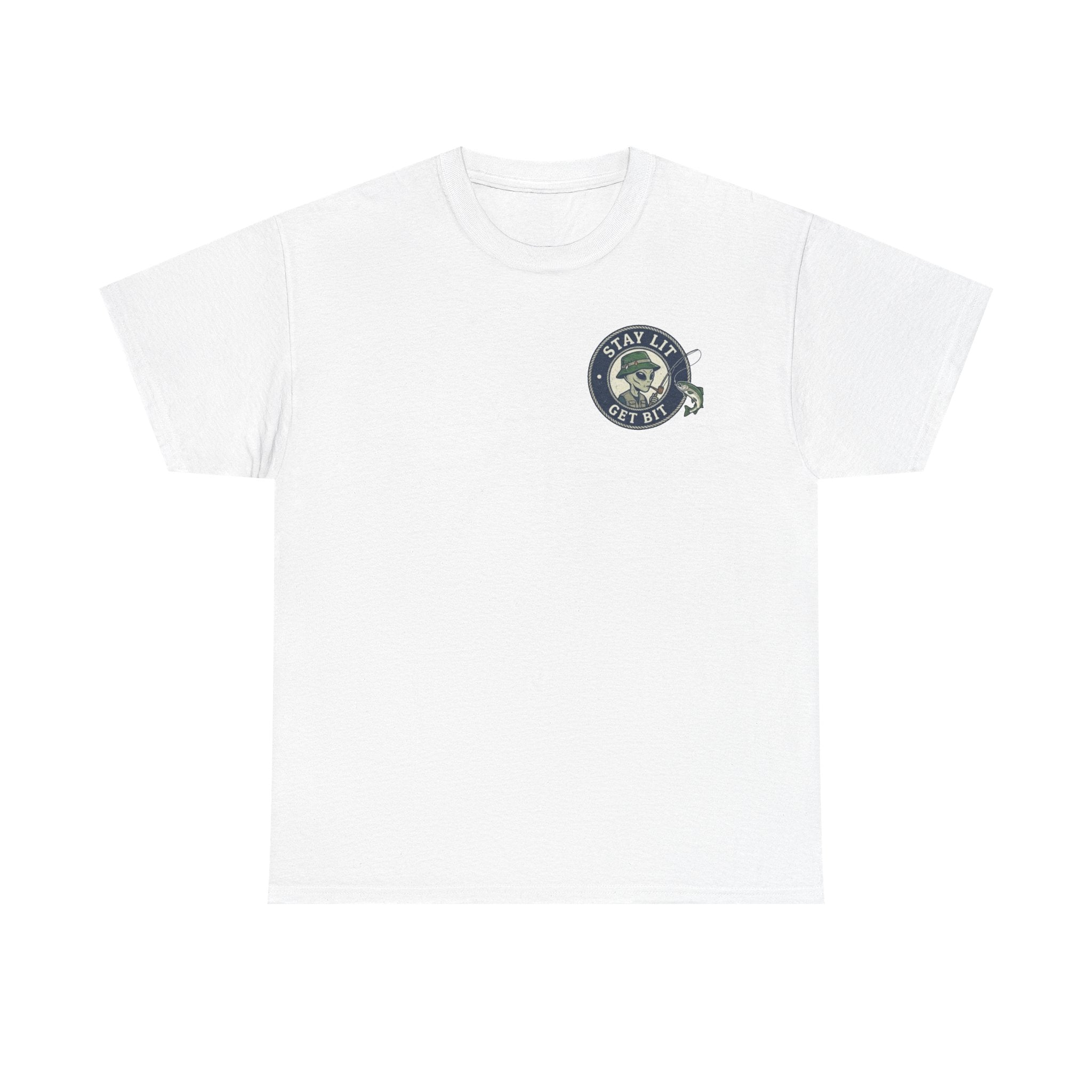 Fishing Skull Tee — "Stay Lit Get Bit" Graphic T-Shirt