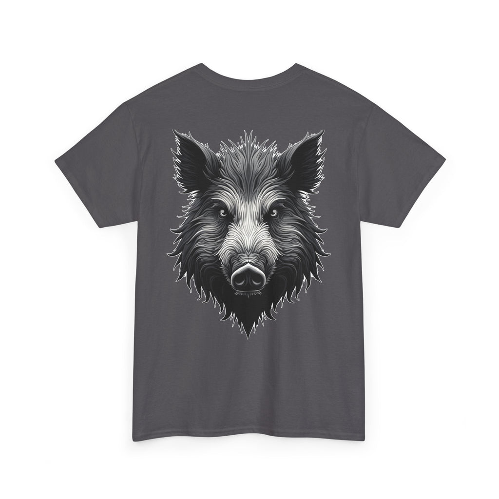 Wild Boar Graphic Tee — Detailed Monochrome Boar Head T-Shirt