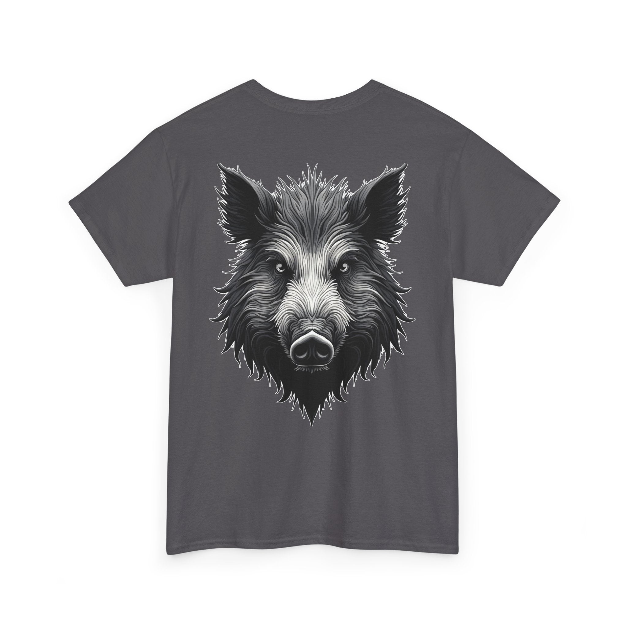 Wild Boar Graphic Tee — Detailed Monochrome Boar Head T-Shirt