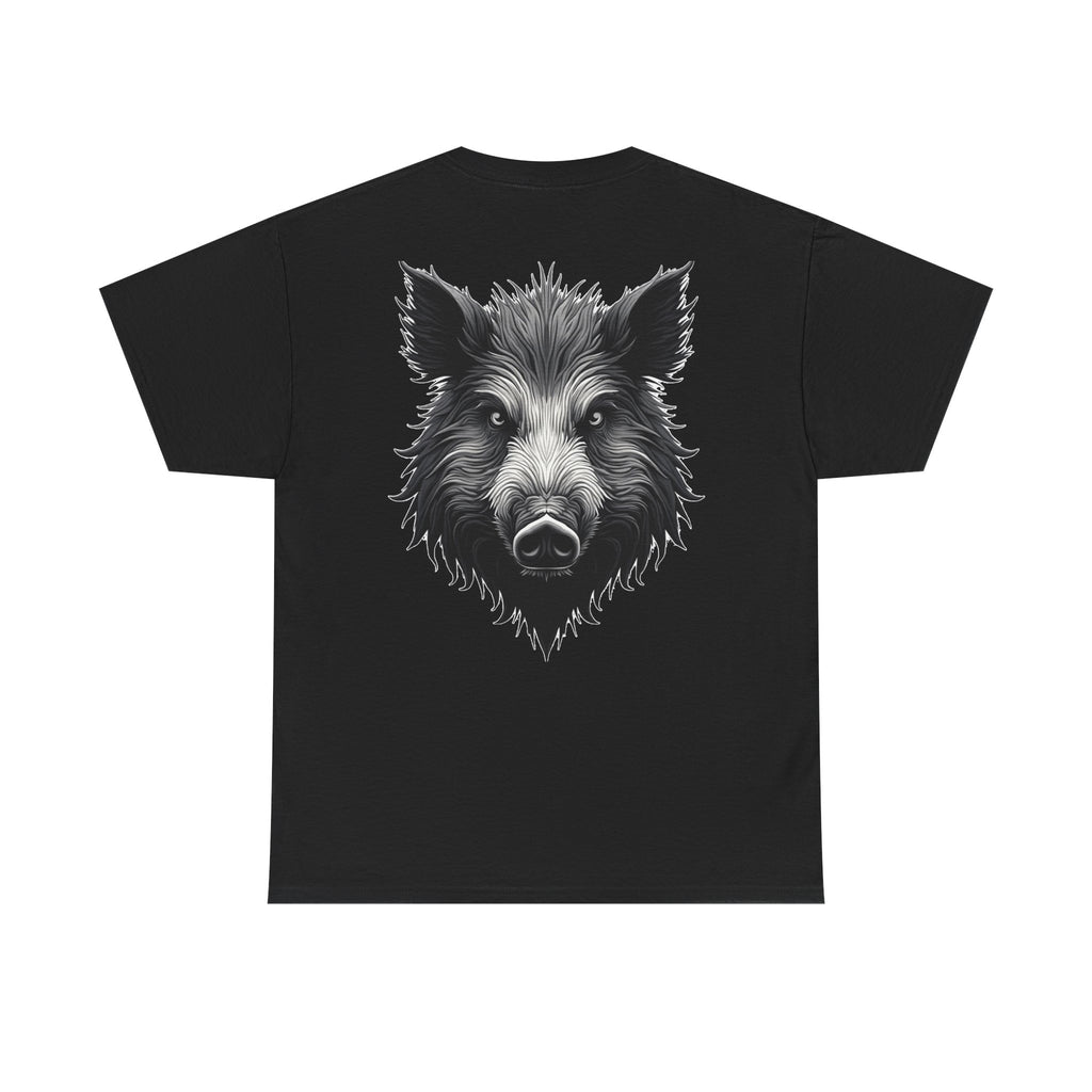 Wild Boar Graphic Tee — Detailed Monochrome Boar Head T-Shirt