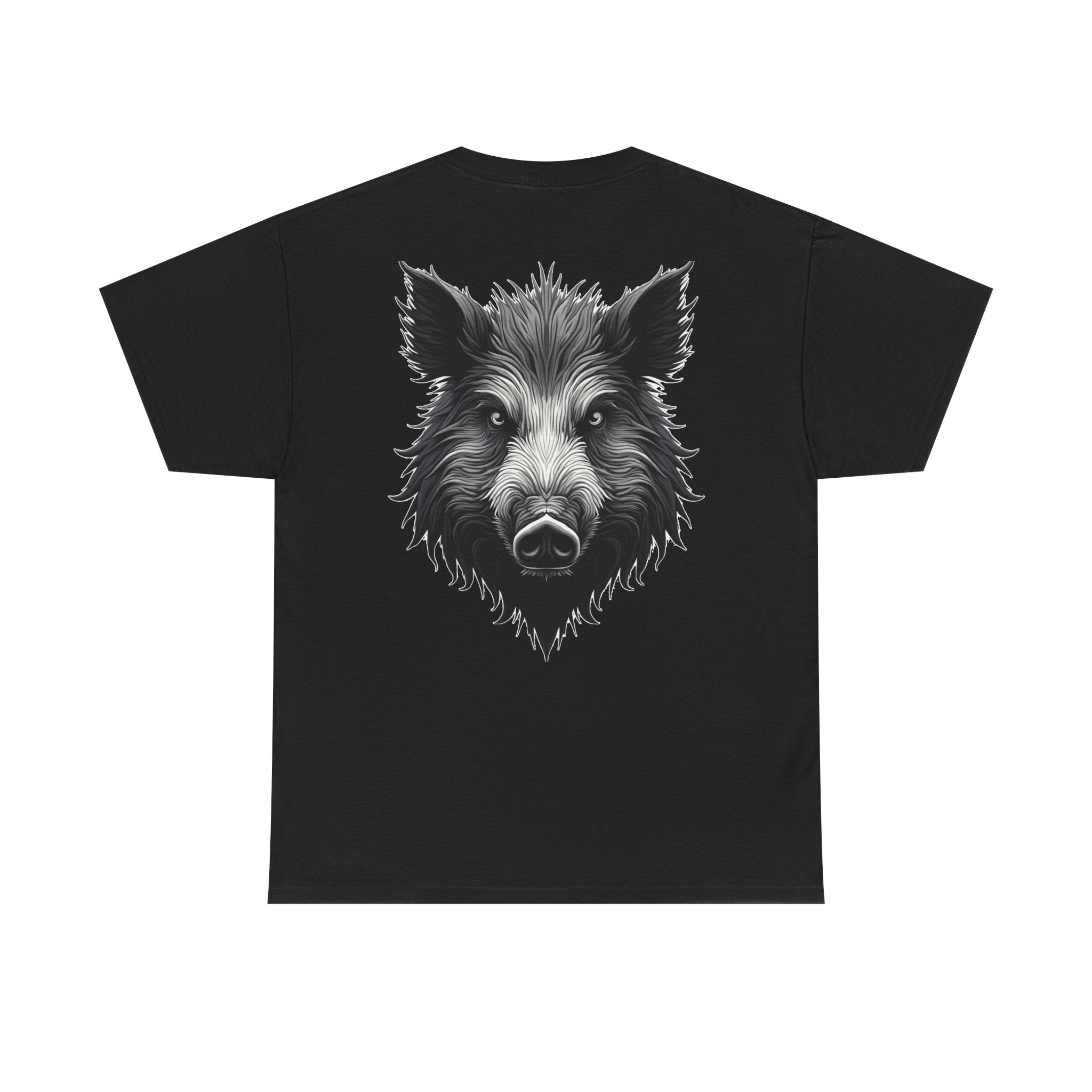 Wild Boar Graphic Tee — Detailed Monochrome Boar Head T-Shirt