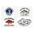 Central Coast Fishing Sticker Sheet — California Fish Designs (4-Pack)
