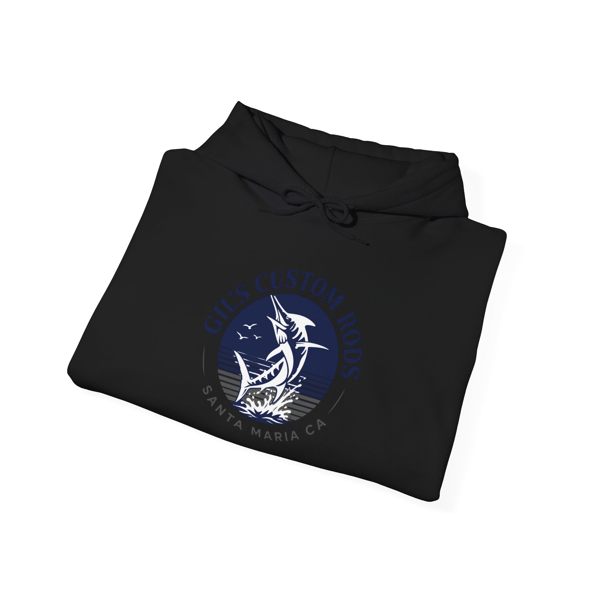 Fishing Hoodie — "Gils Custom Rods" Santa Maria CA Logo Pullover