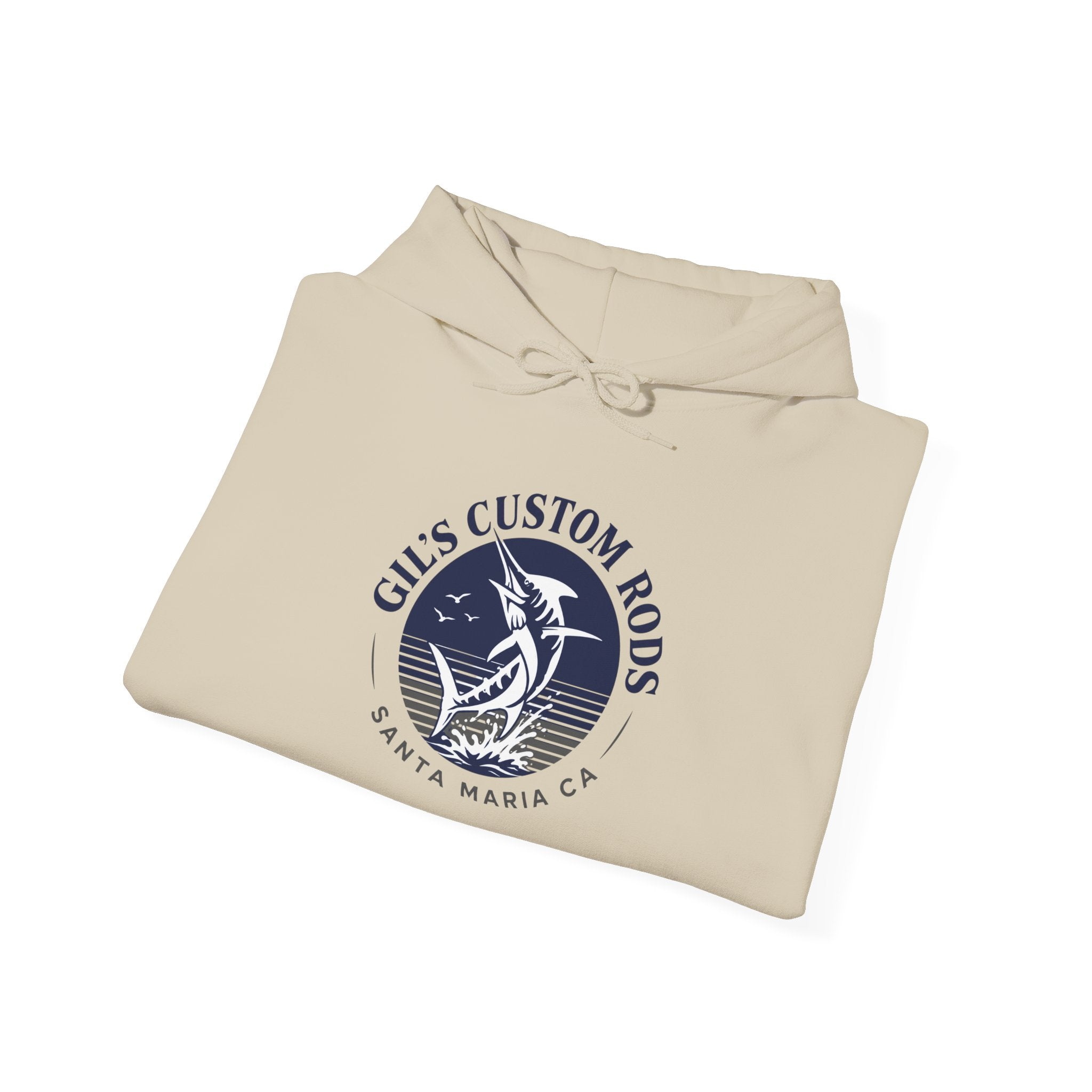 Fishing Hoodie — "Gils Custom Rods" Santa Maria CA Logo Pullover