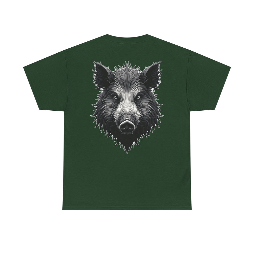 Wild Boar Graphic Tee — Detailed Monochrome Boar Head T-Shirt