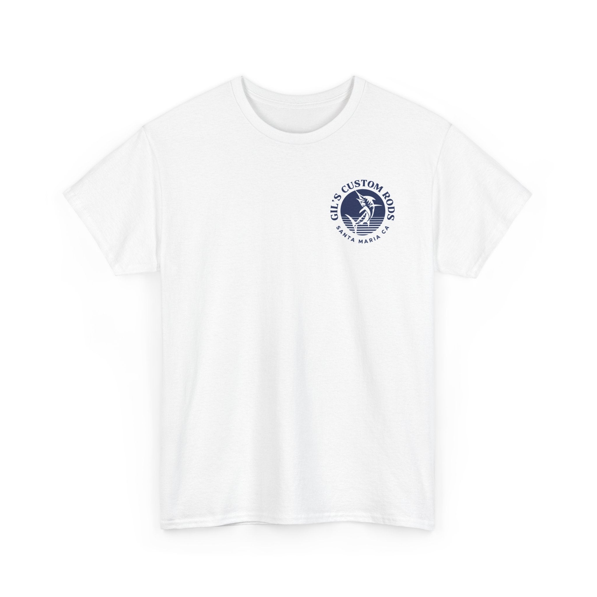 Fishing Tee — "Gil’s Custom Rods" Retro Marlin Graphic Shirt