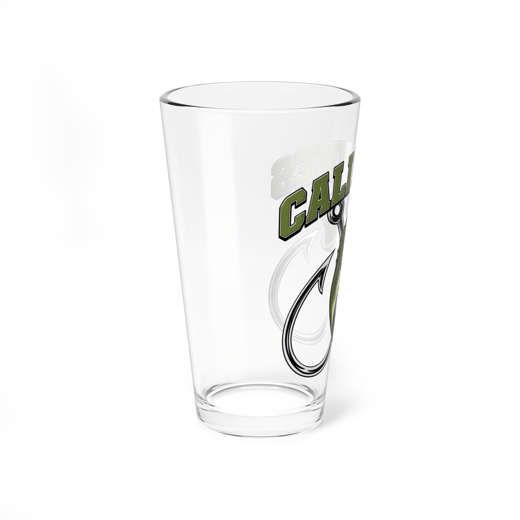 Mixing Glass: "Cali Lures" Fishing Bass Pint Glass (16 oz)