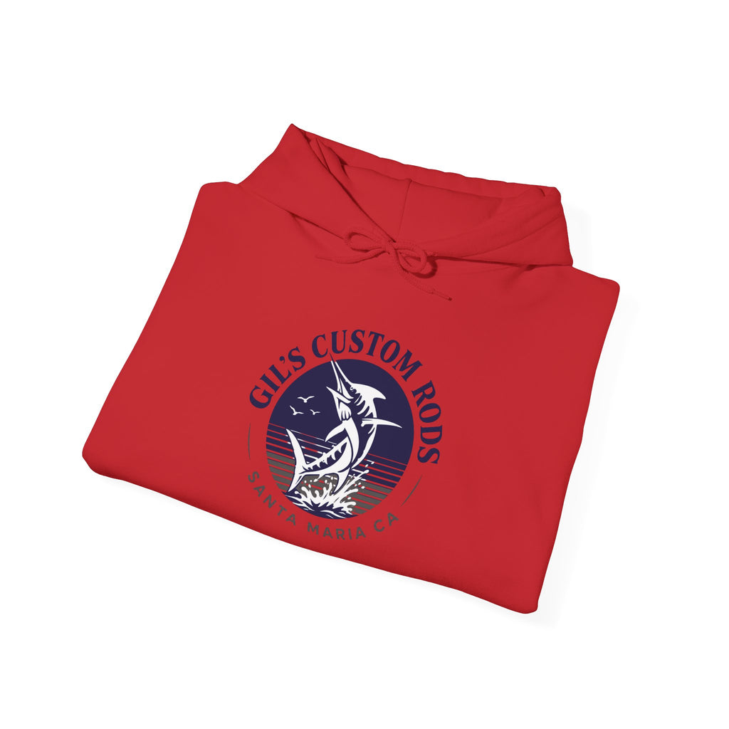 Fishing Hoodie — "Gils Custom Rods" Santa Maria CA Logo Pullover