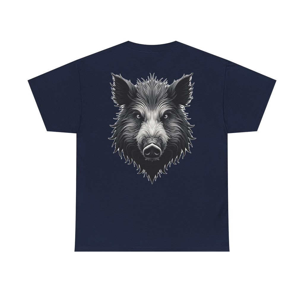 Wild Boar Graphic Tee — Detailed Monochrome Boar Head T-Shirt