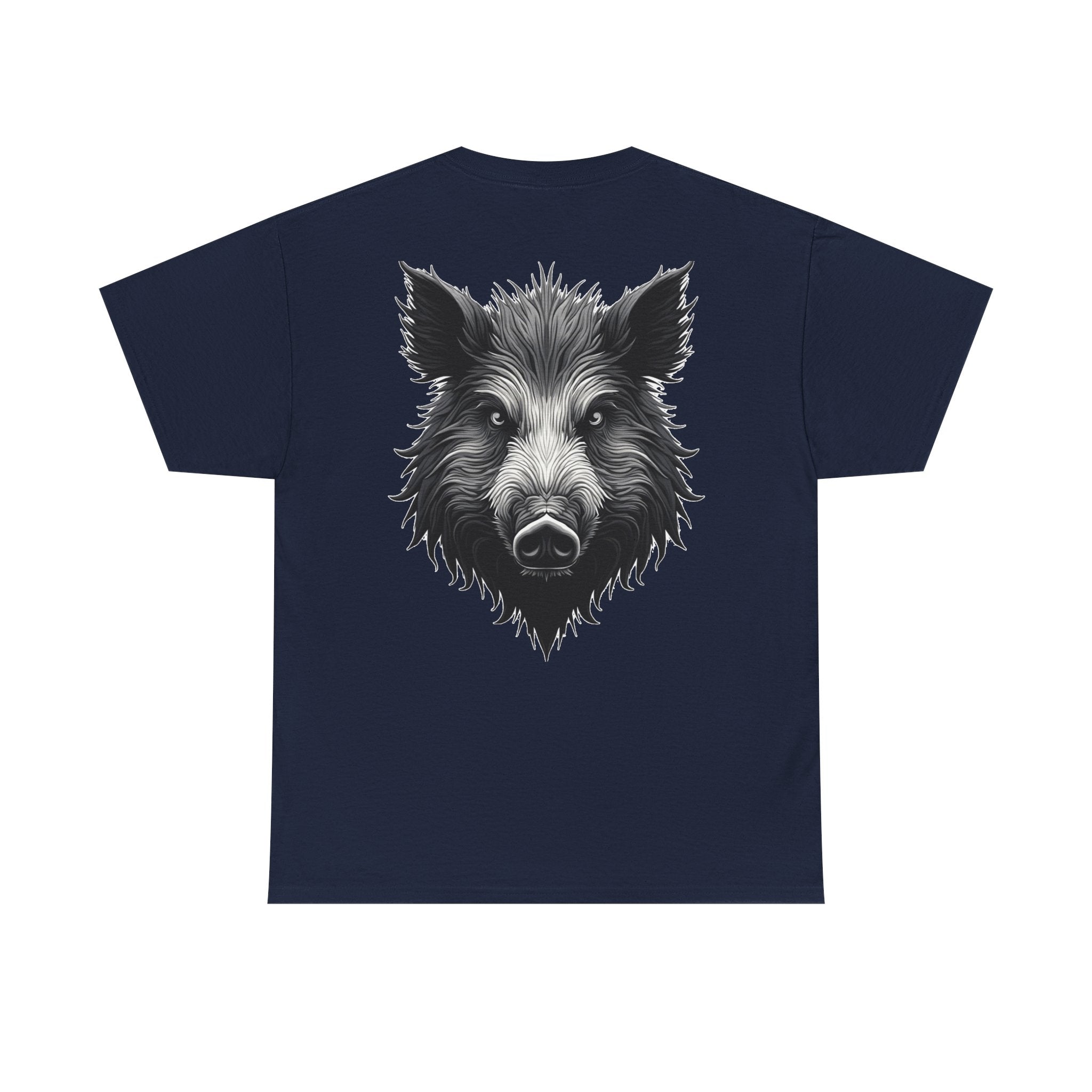 Wild Boar Graphic Tee — Detailed Monochrome Boar Head T-Shirt