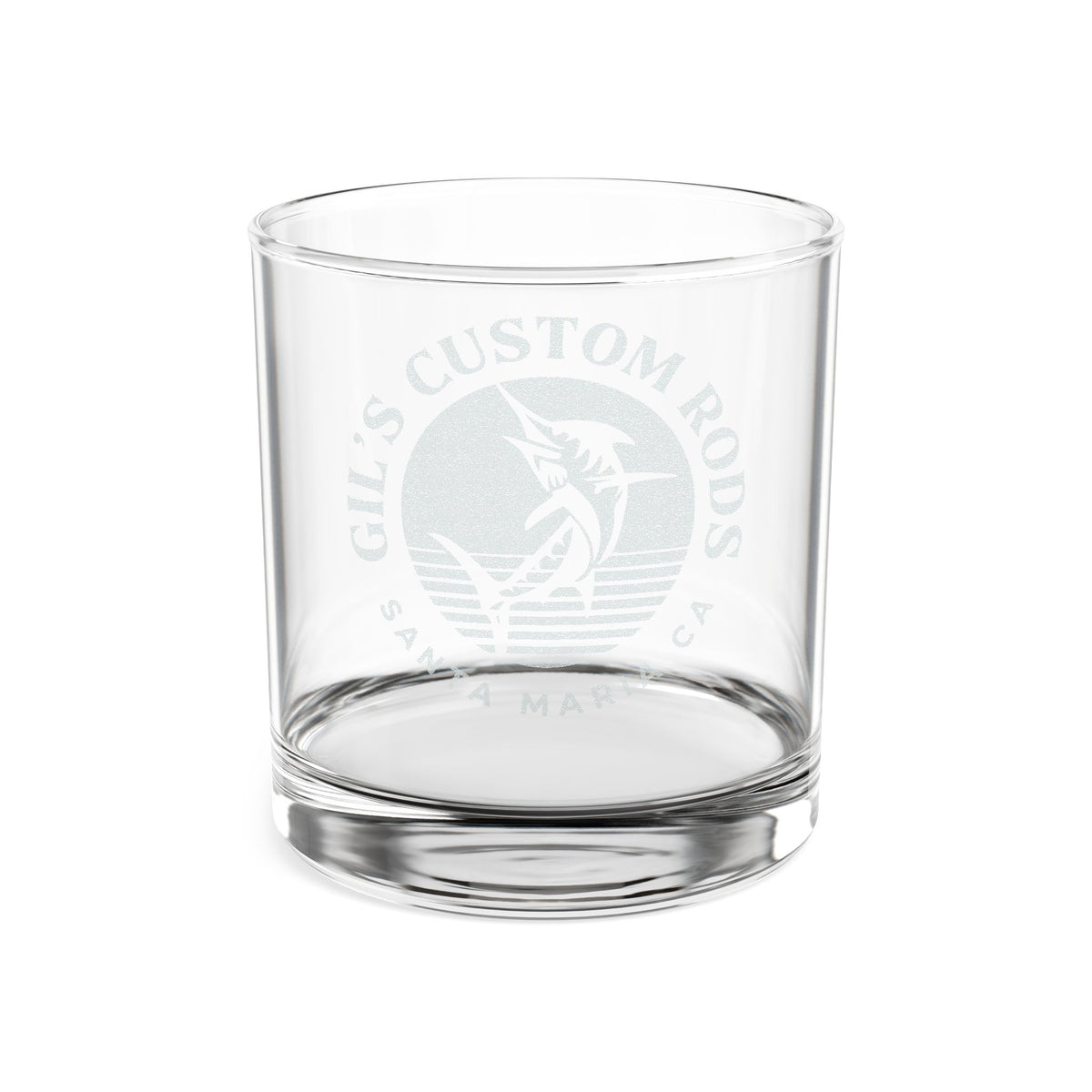 Engraved Whiskey Glass (10.5 oz) — Custom Marlin Fishing Logo