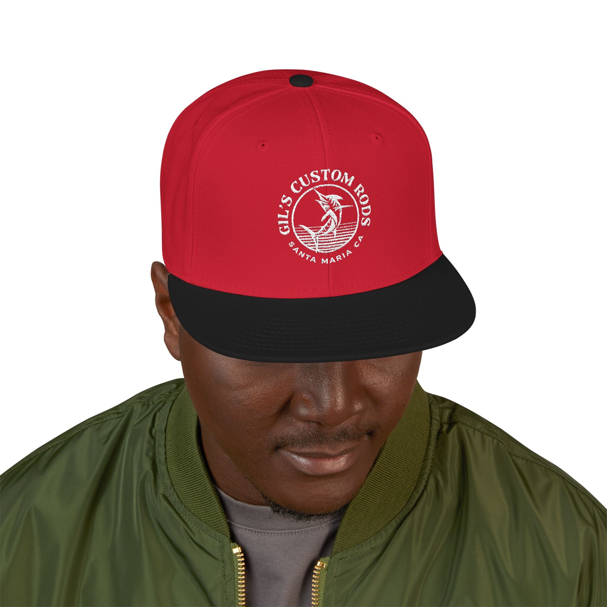 Embroidered Snapback Hat — Distressed Anchor Logo Cap