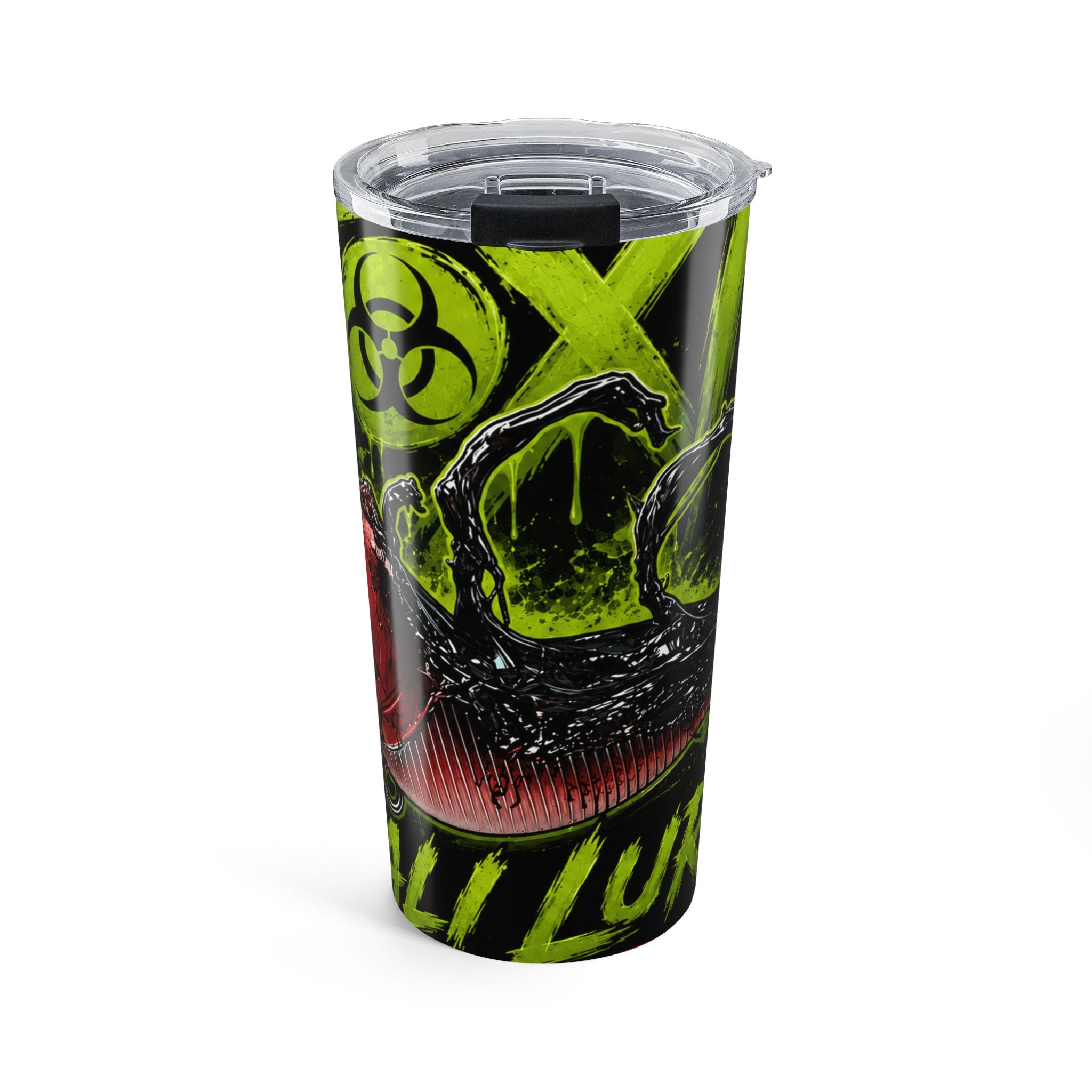 20oz Tumbler — Neon Biohazard Skull Travel Cup