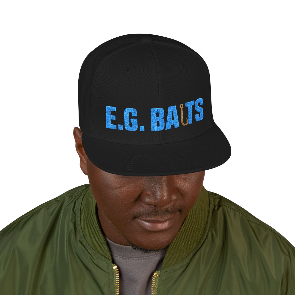 Embroidered 'BARBATS' Snapback Hat — Bold Blue Lettering on Black
