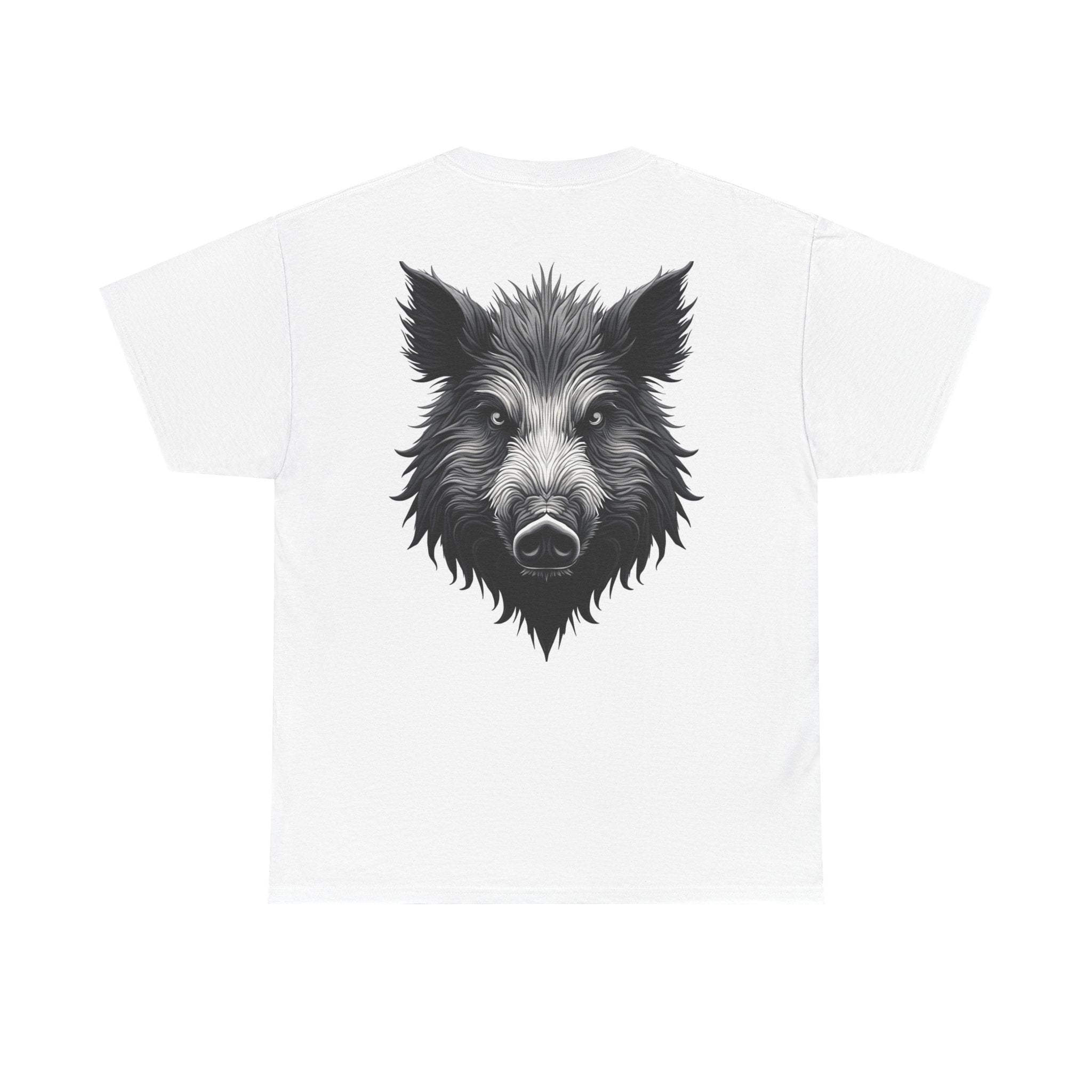 Wild Boar Graphic Tee — Detailed Monochrome Boar Head T-Shirt