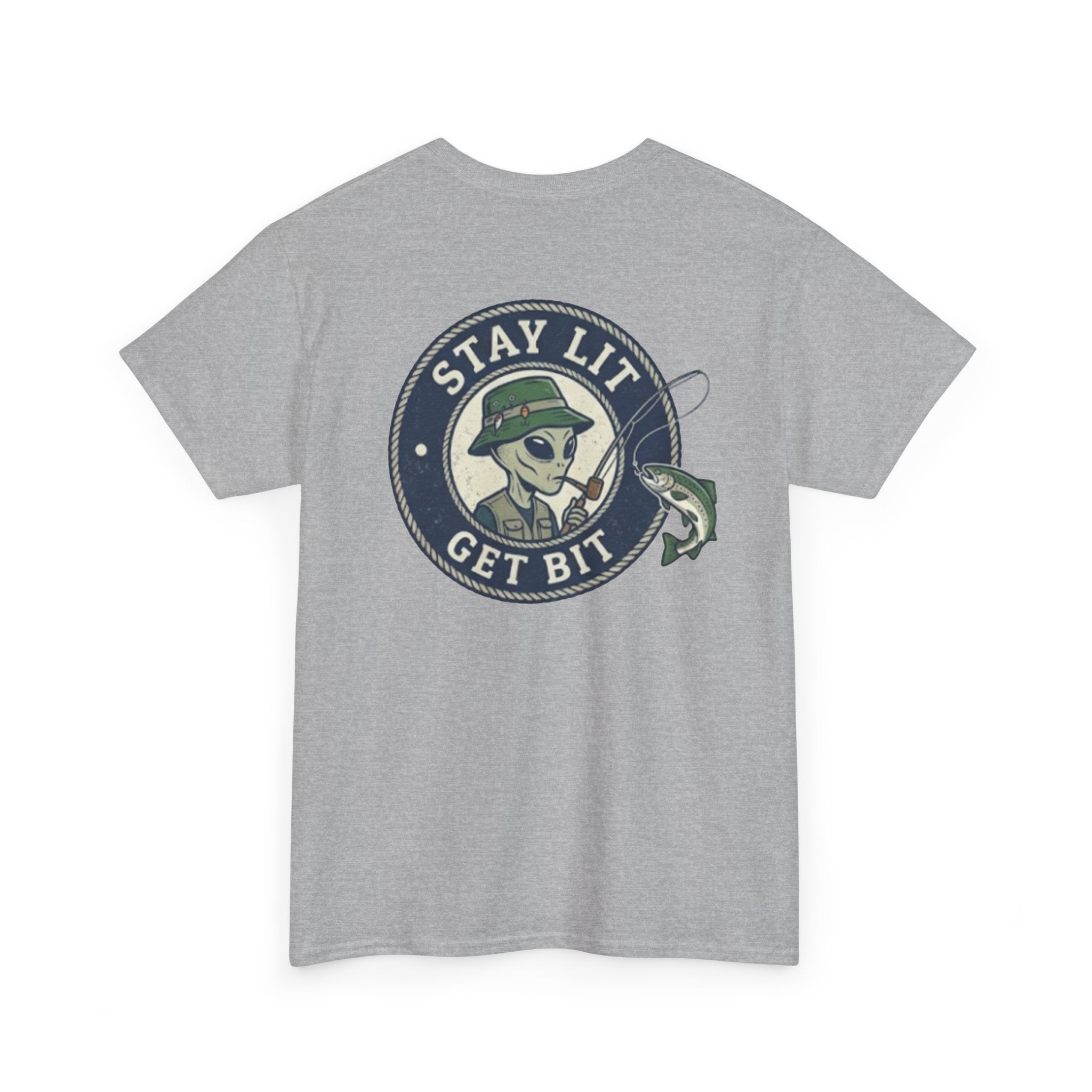 Fishing Skull Tee — "Stay Lit Get Bit" Graphic T-Shirt